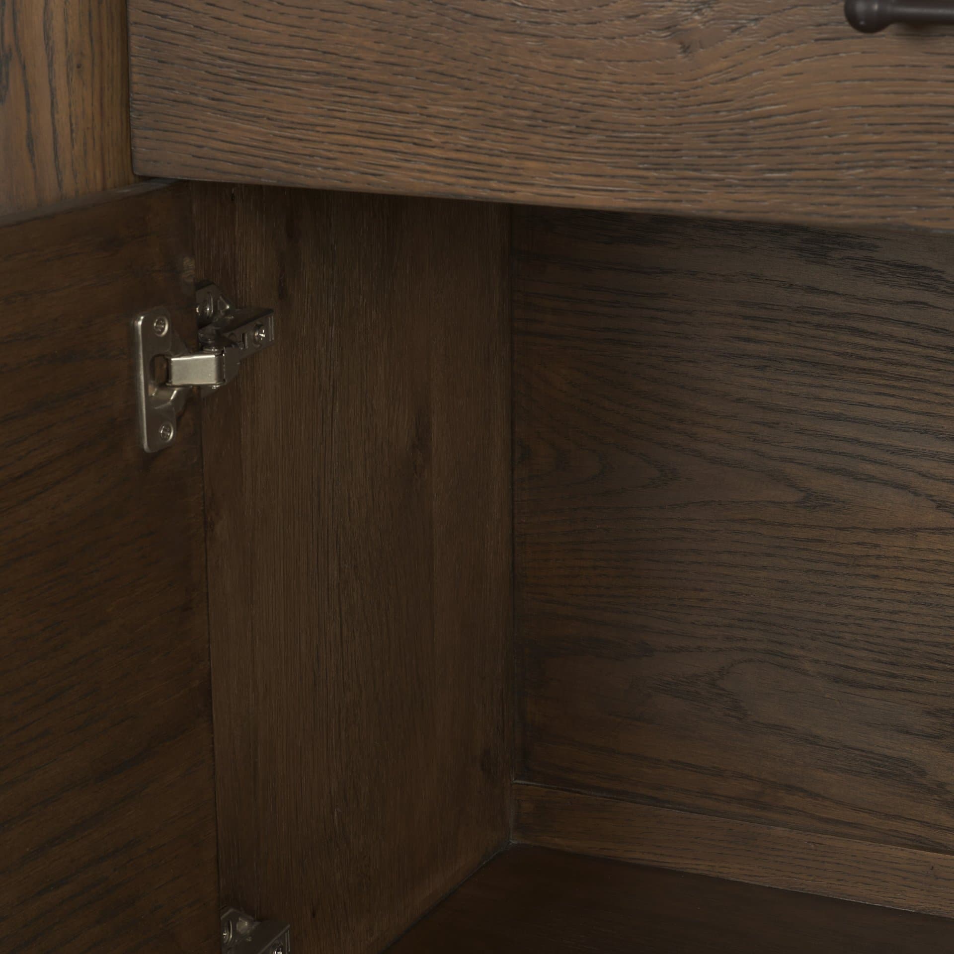 Belford 2-Door Open Dark Brown Oak Wood Shelving Unit — product photograph