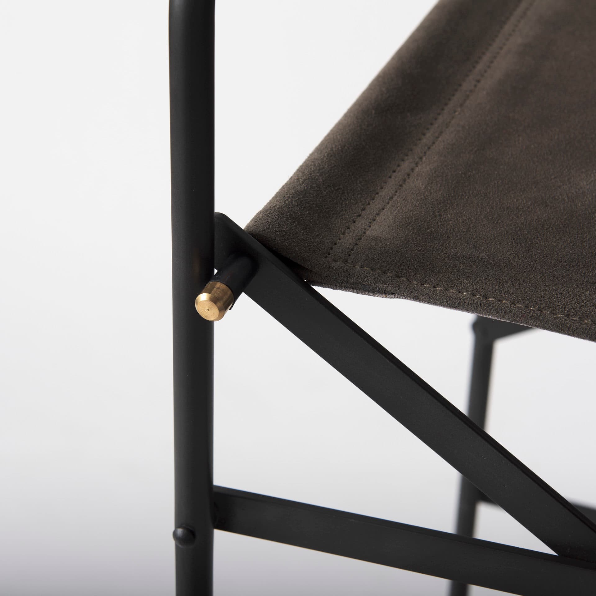 Direttore Backless 44.3in Seat Bar Stool | Brown/Gray Suede w/ Metal — product photograph