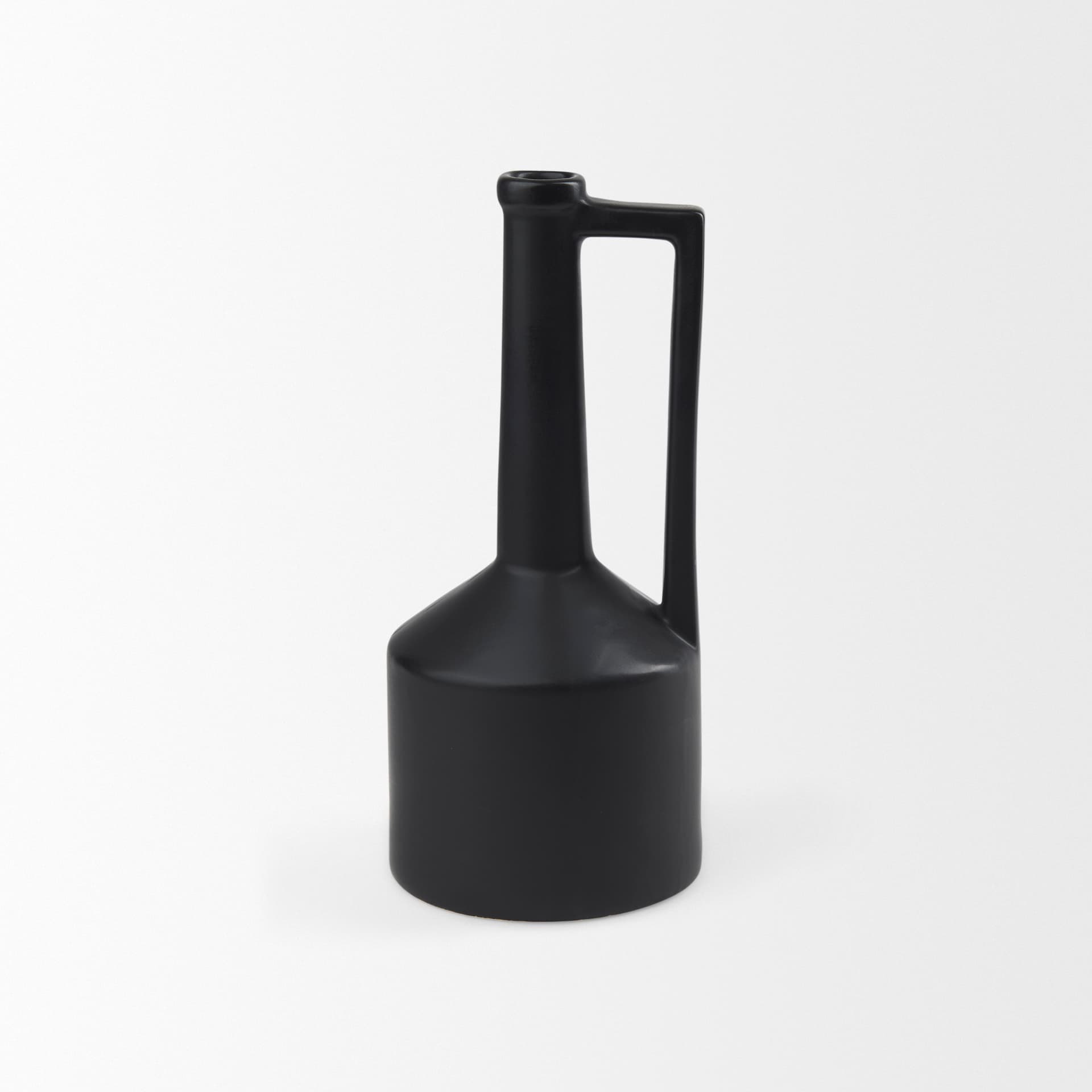 Burton 14.2H Medium Matte Black Ceramic Jug Vase — product photograph