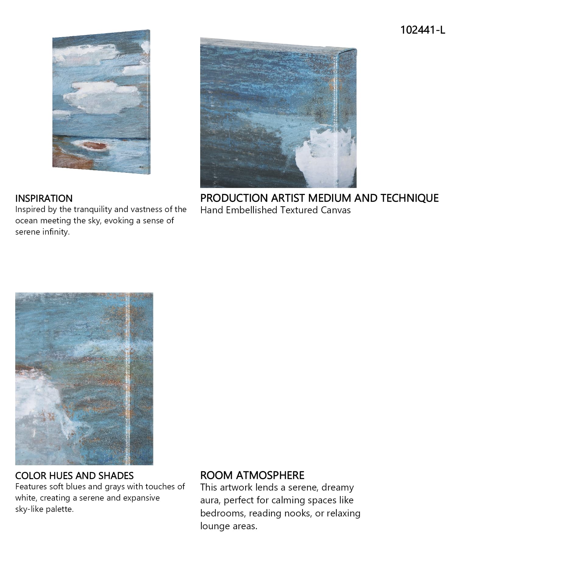 Cloud Bay I by Mercana Studio a Hand Embellished Textured Canvas — in a styled room