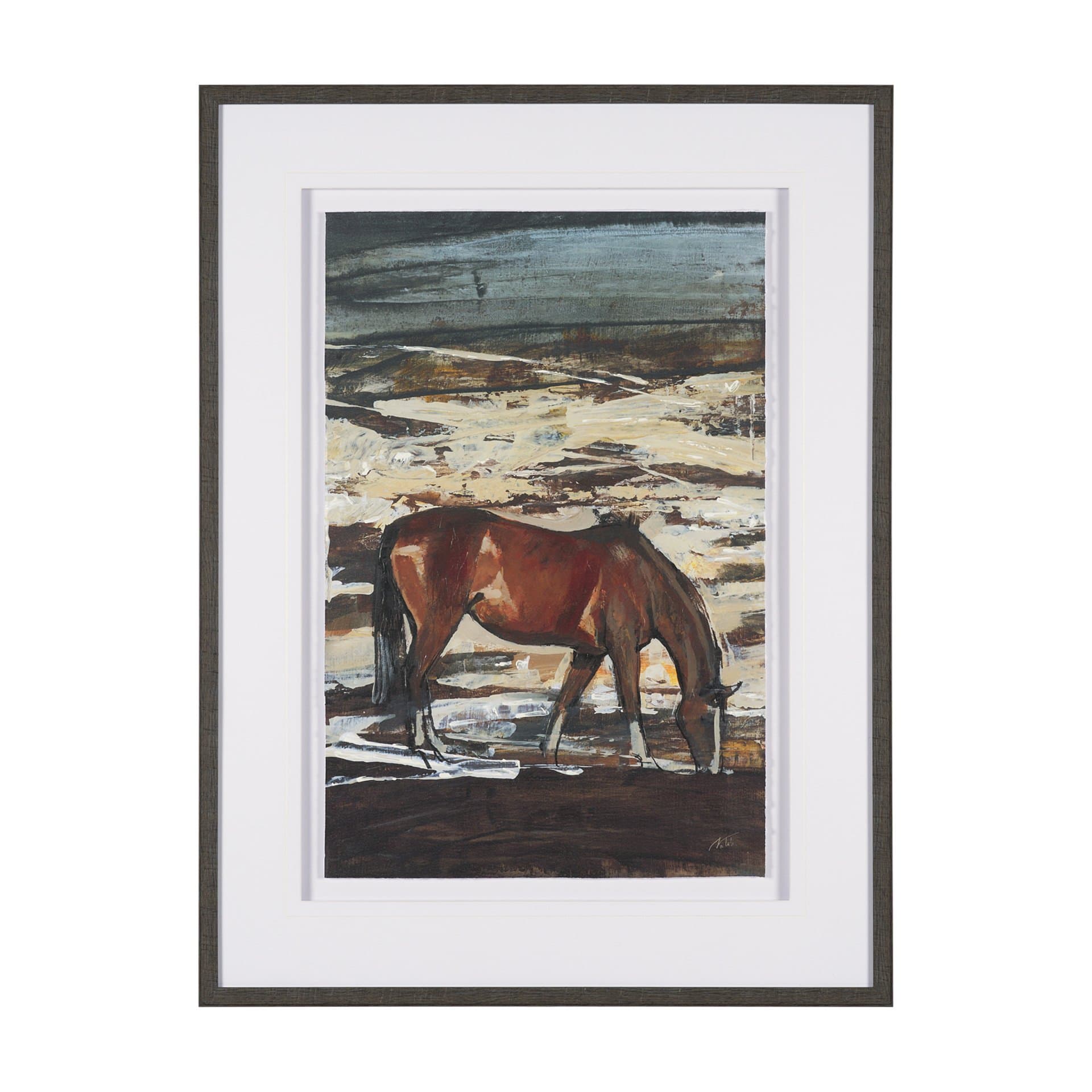 Equine Echoes I by Mercana Studio Hand Embelished Textured Framed Artwork Matted under Glass — product photograph