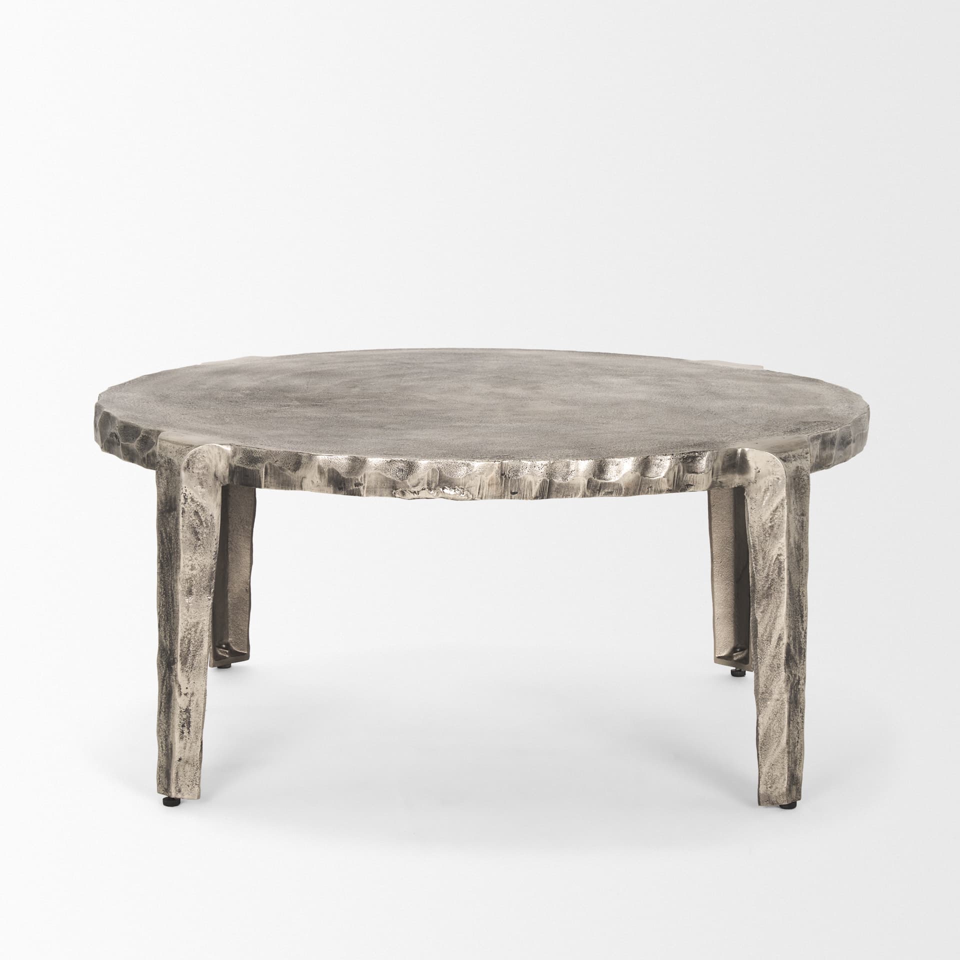 Randy Silver Nickel Cast Aluminum Metal Coffee Table — product photograph