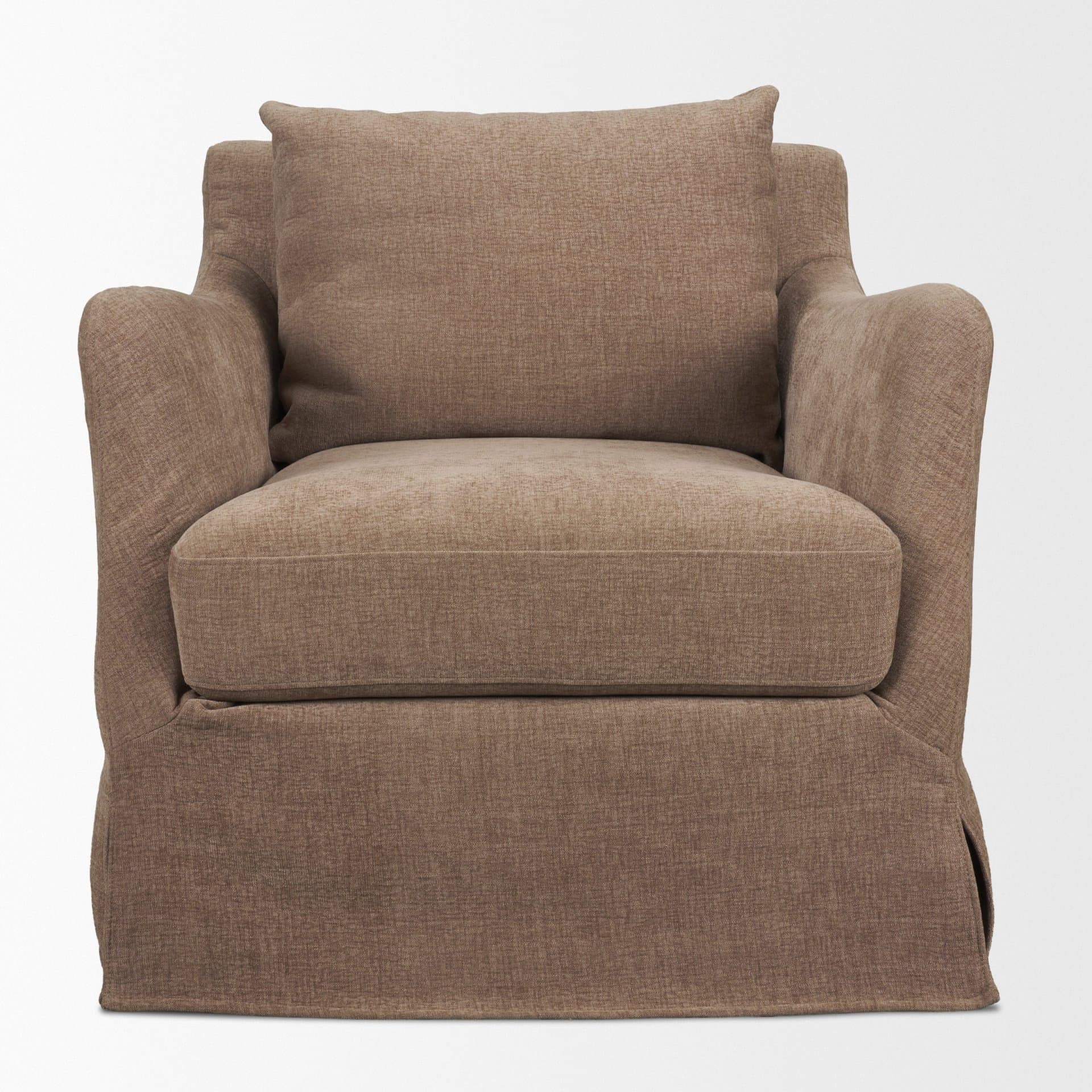 Ellington Slipcovered Slope Arm Swivel Accent Chair | Stonewashed Latte Fabric — product photograph