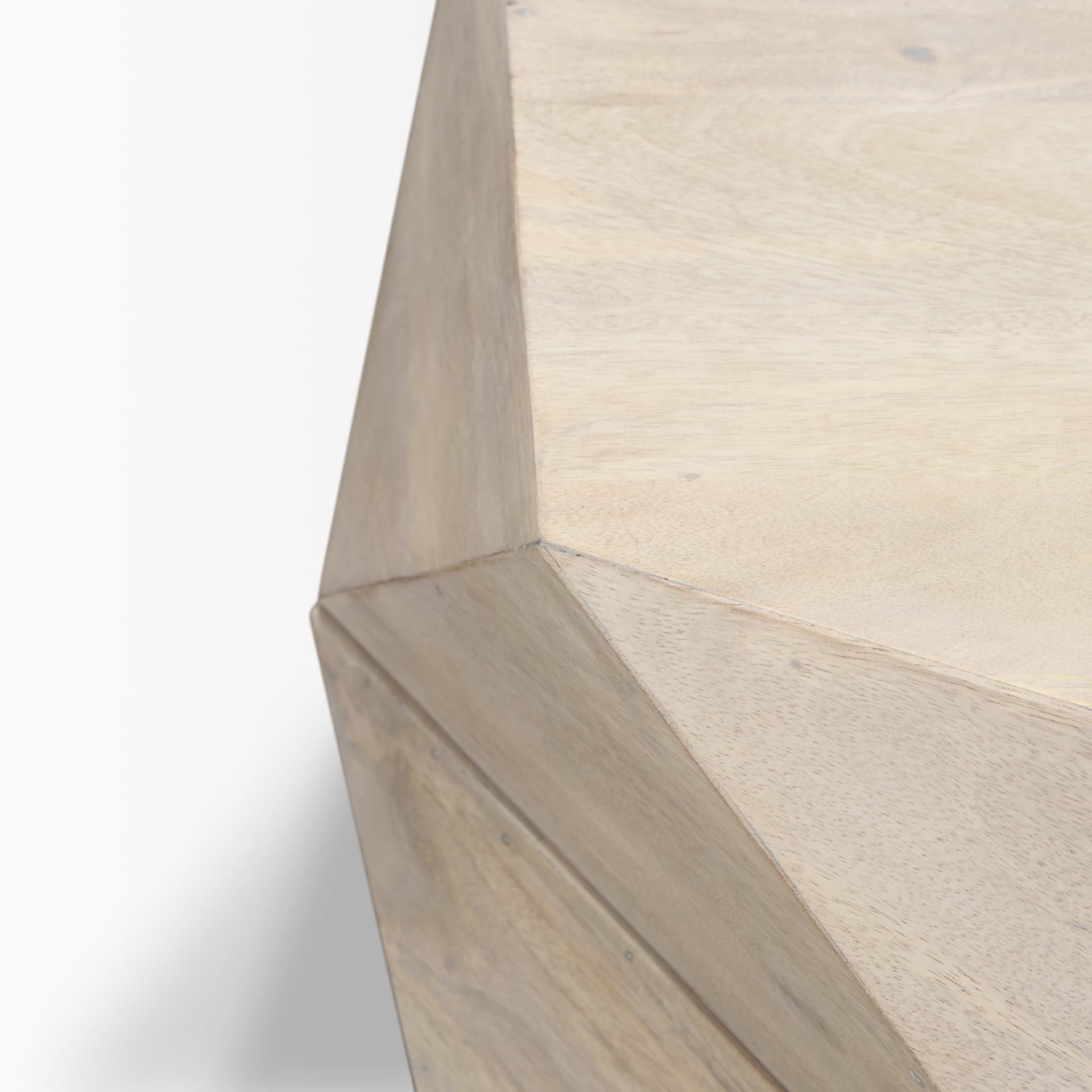 Arreto 36" Hexagonal Hinged Solid Wood Top and Base Coffee Table — product photograph