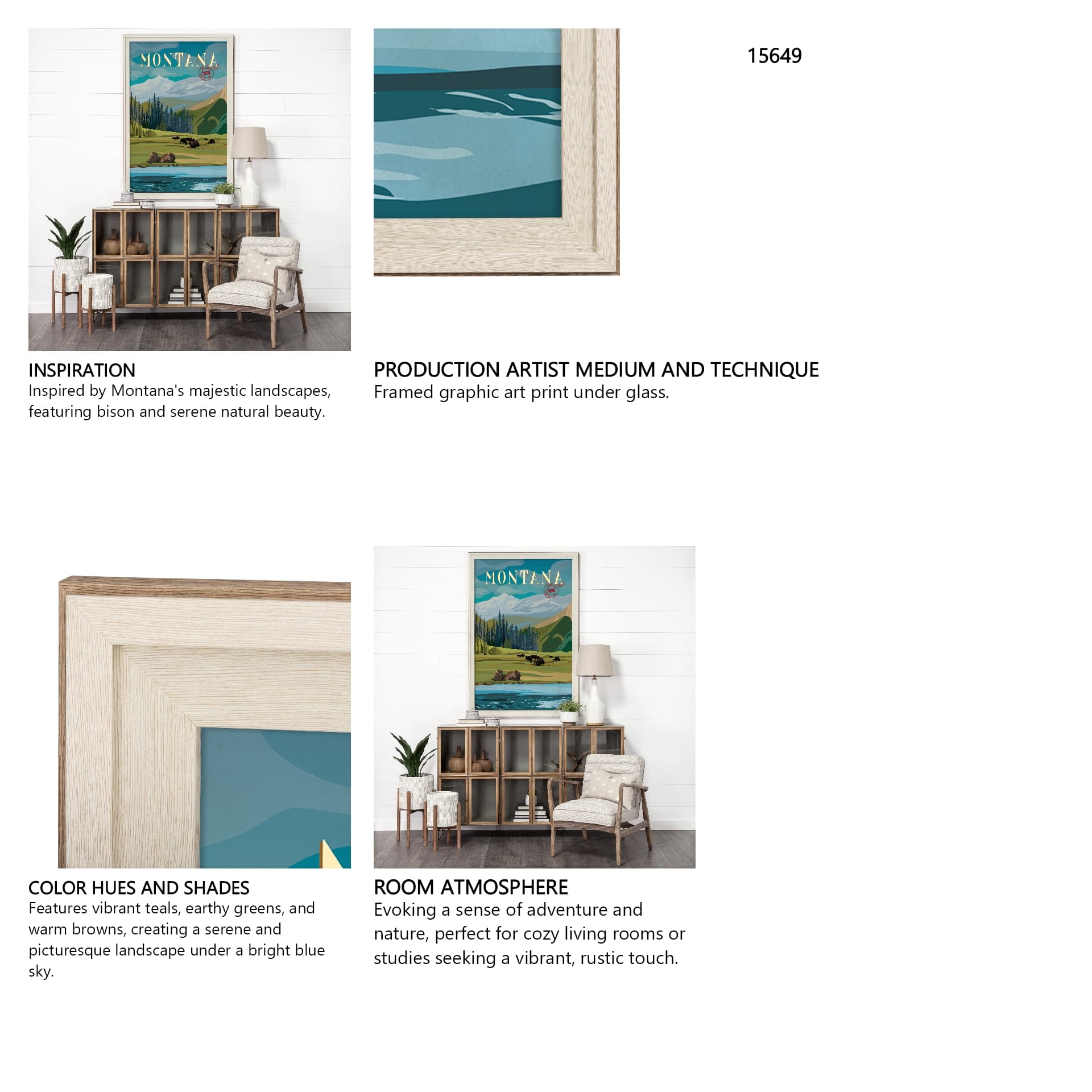 Montana Go USA (XL) by Mercana Studio a Hand Embellished Decograph Framed Art Print under Glass — in a styled room