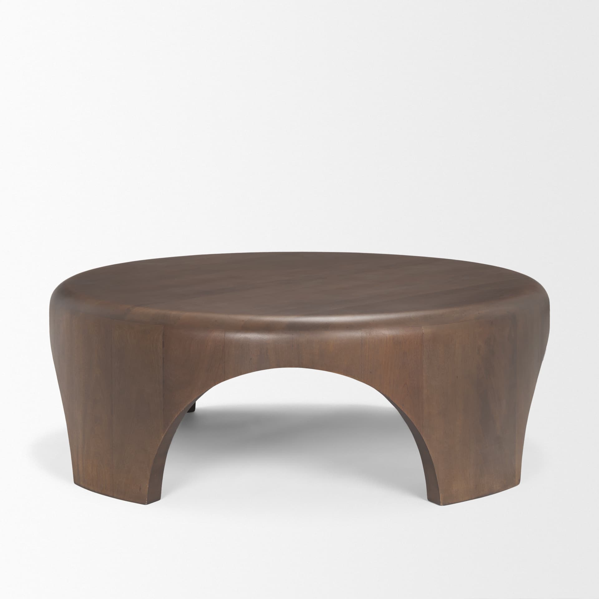 Shima Round Dark Brown Wood W/Arched Legs Coffee Table — product photograph
