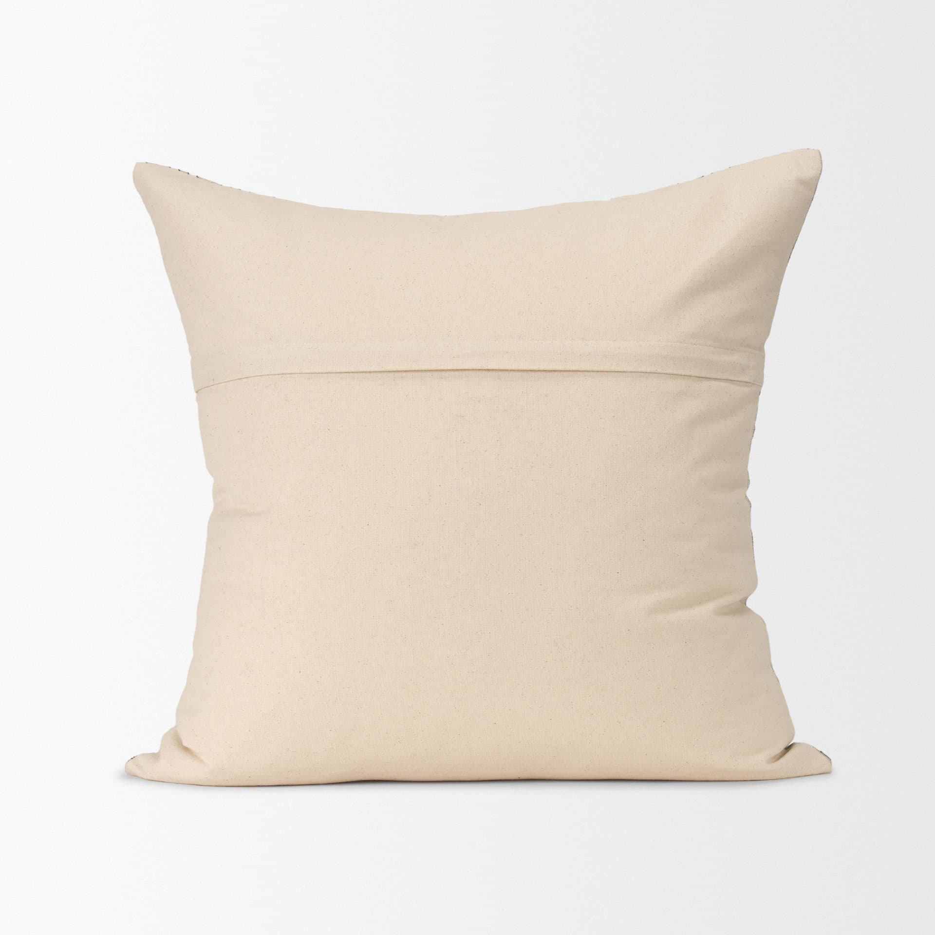 Jaxon 22x22 Beige/Black Striped Cotton-Linen Square Pillow Cover w/Down Filler — product photograph