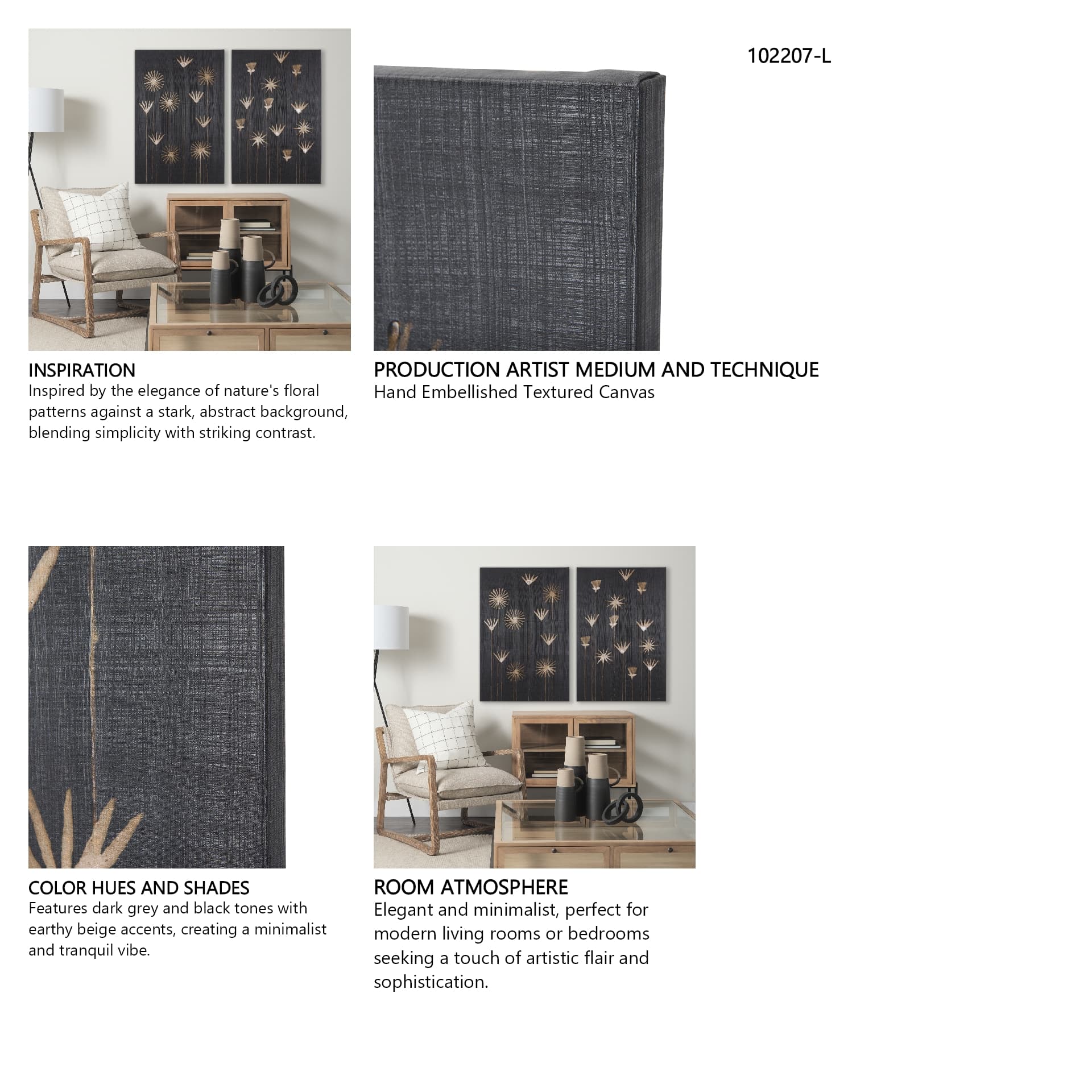 Spark I by Mercana Studio a Hand Embellished Textured Canvas — in a styled room