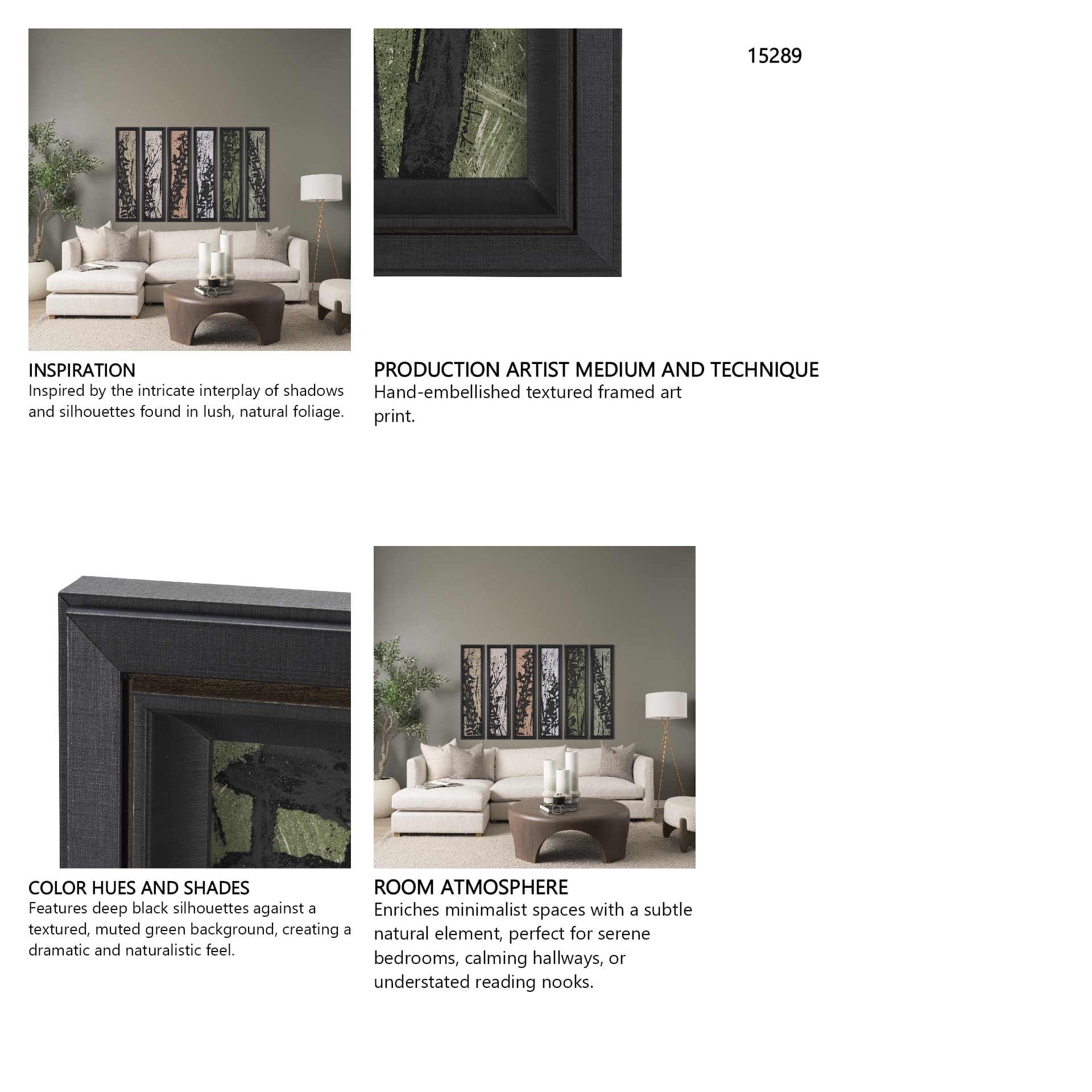 Etched Silouette V by Mercana Studio a Hand Embellished Textured Framed Art Print — in a styled room