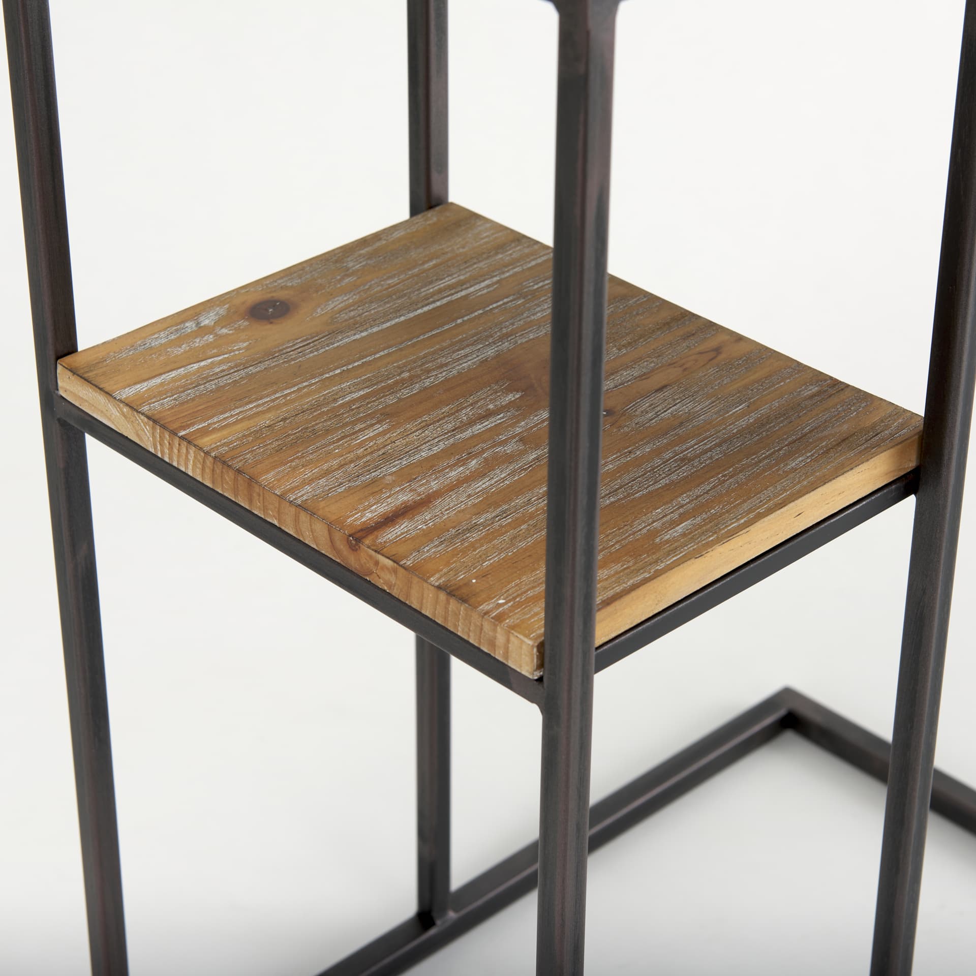 Ronin 25"H Rectangle 2-Tier Wood w/ Black Metal Accent Table — product photograph