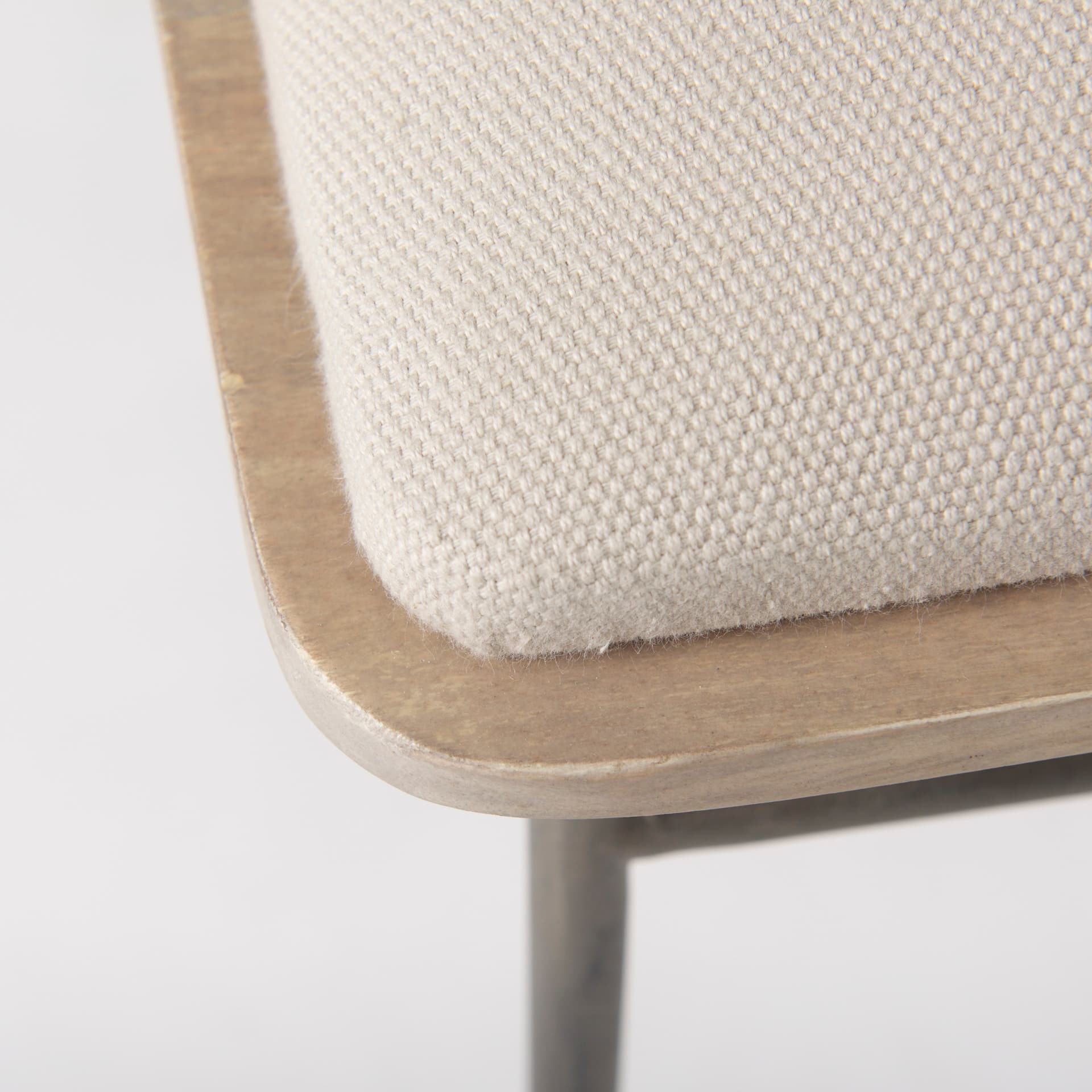 Camille 55.5L x 16.0W x 17.0H Cream Fabric Seat W/ Metal Frame Bench — product photograph
