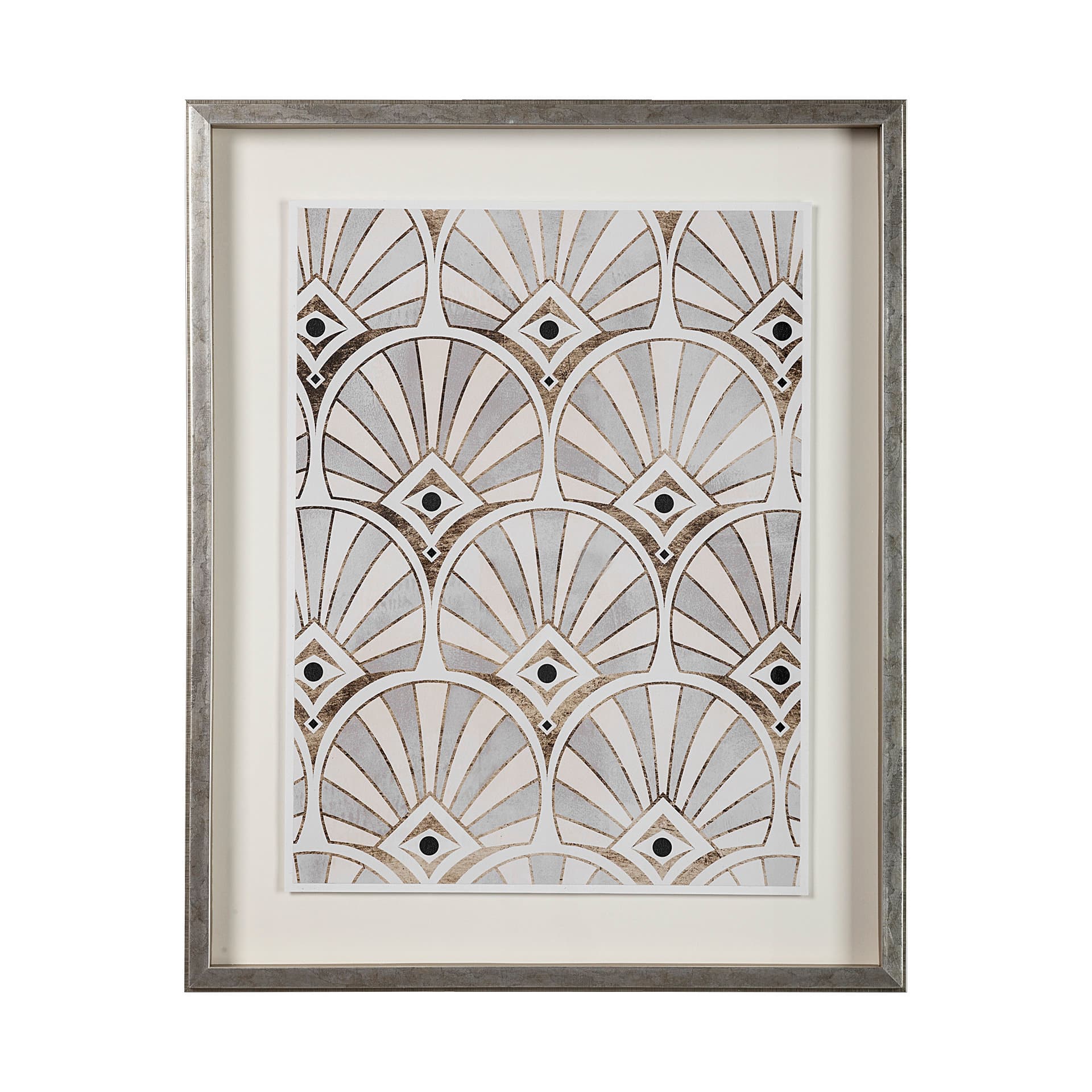 Deco Patterning I by Victoria Barnes a Hand Embellished Textured Framed Art Print Matted under Glass — product photograph
