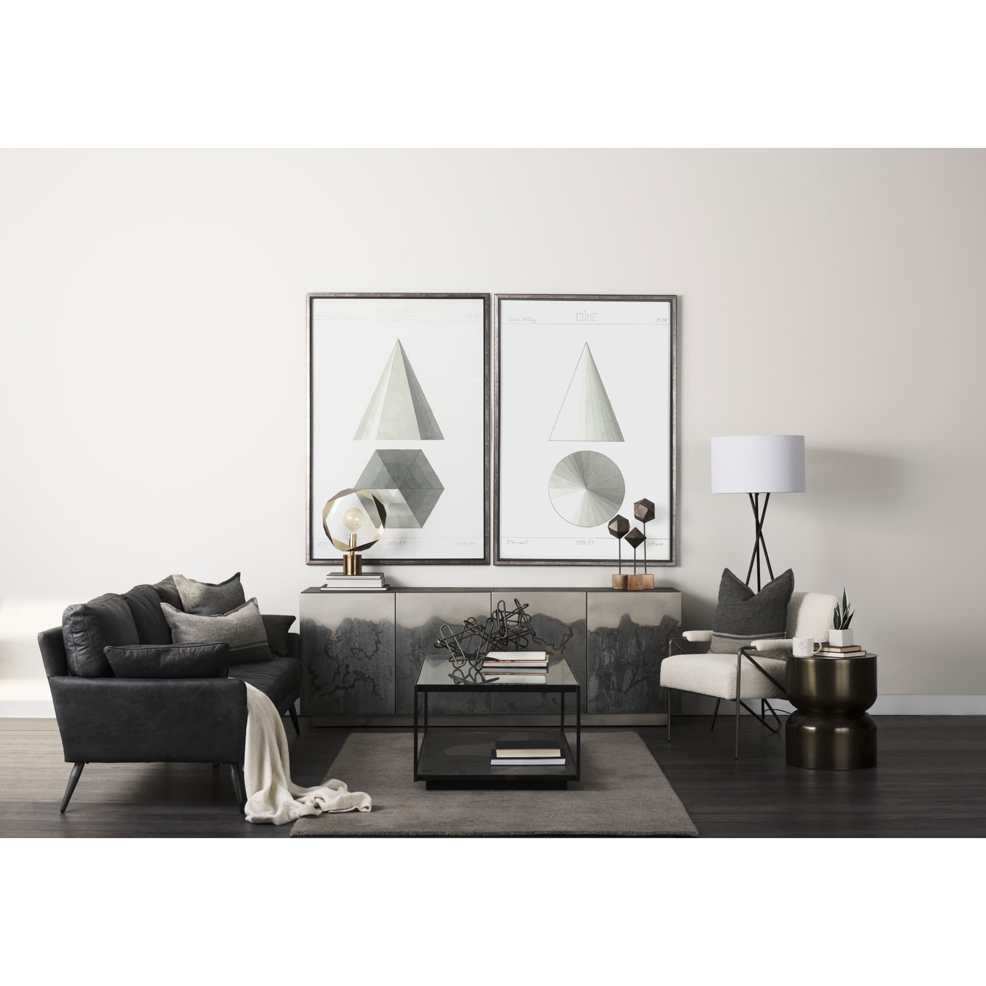 Zadie 14x26 Light Gray and Dark Gray Fabric Color Blocked Pillow Cover — product photograph