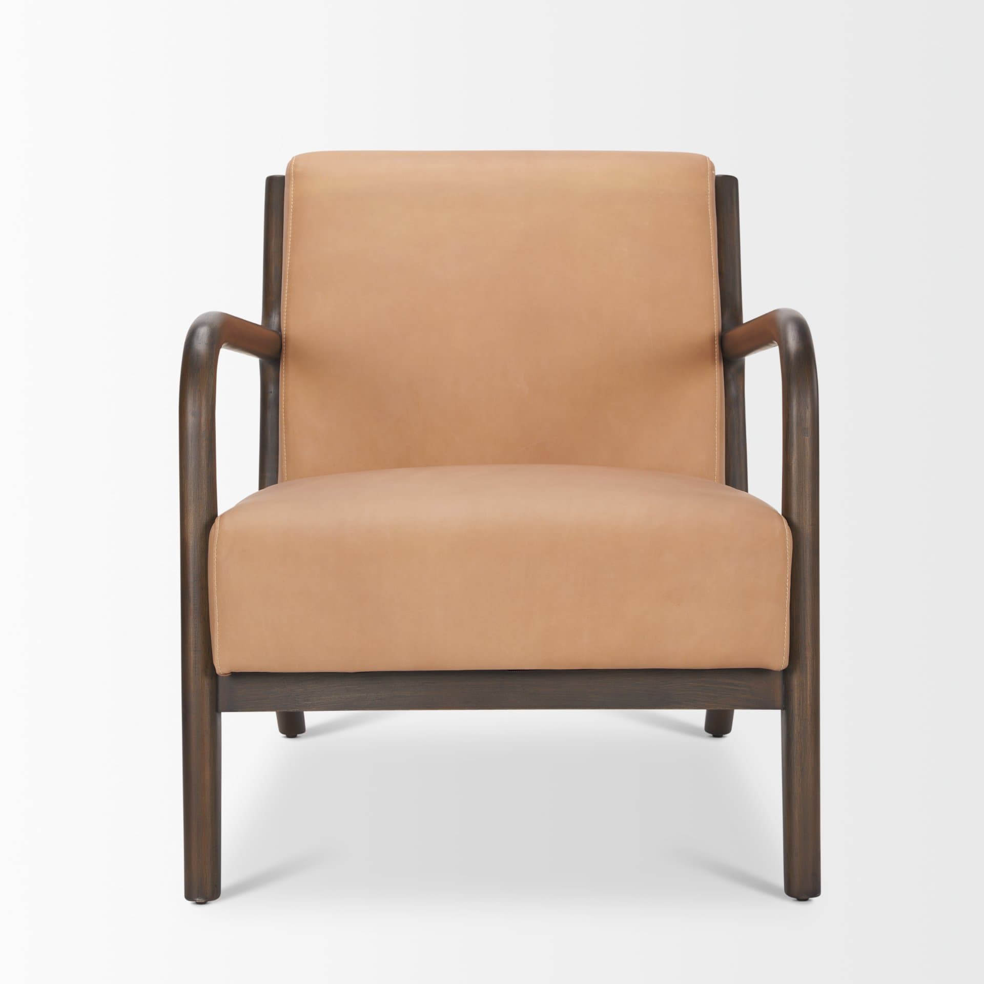 Cashel Accent Chair W/ Dark Brown Wood and Tan Genuine Leather — product photograph