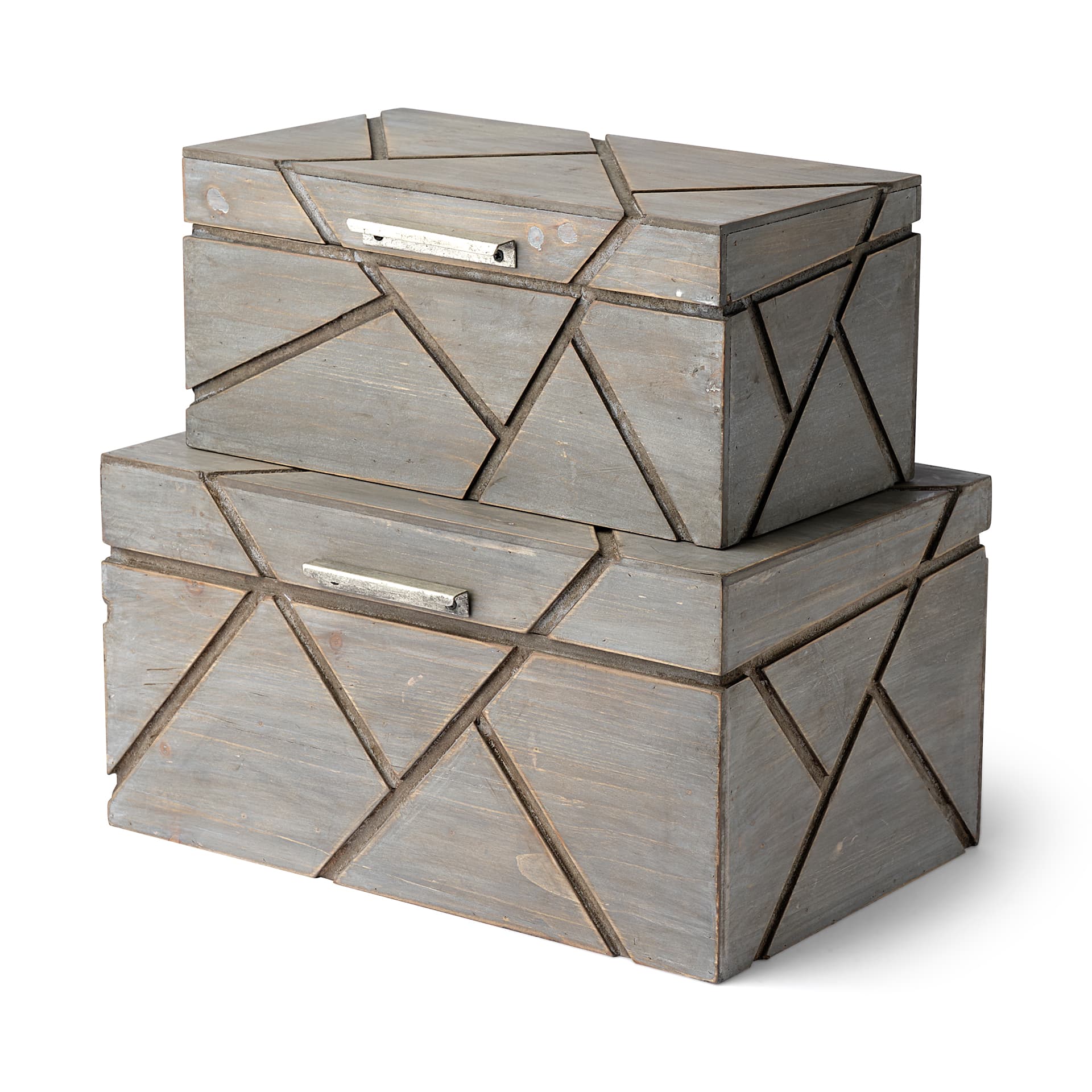 Niobe (Set of 2) 16L x 11W Gray Wooden Nesting Boxes — product photograph
