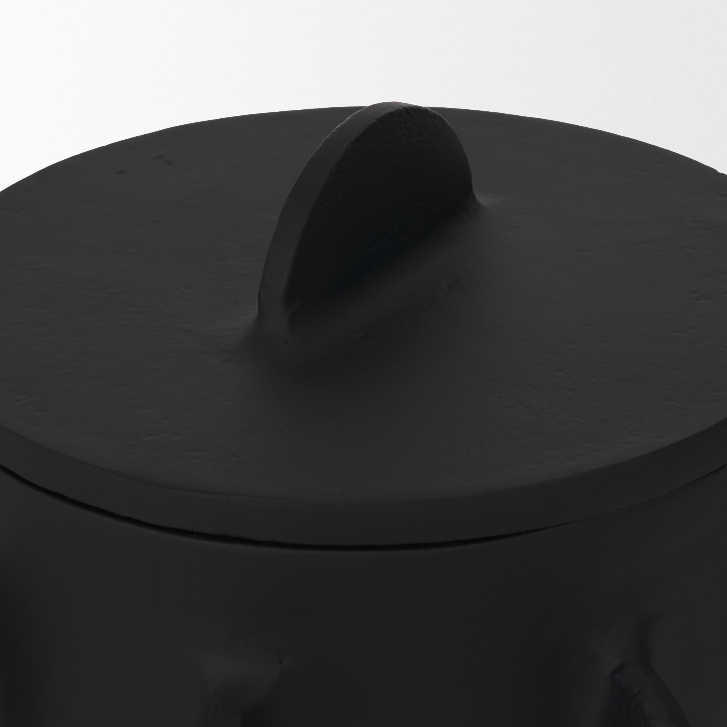 Deacon Large Matte Black Metal Canister with Sculptural Handles — product photograph