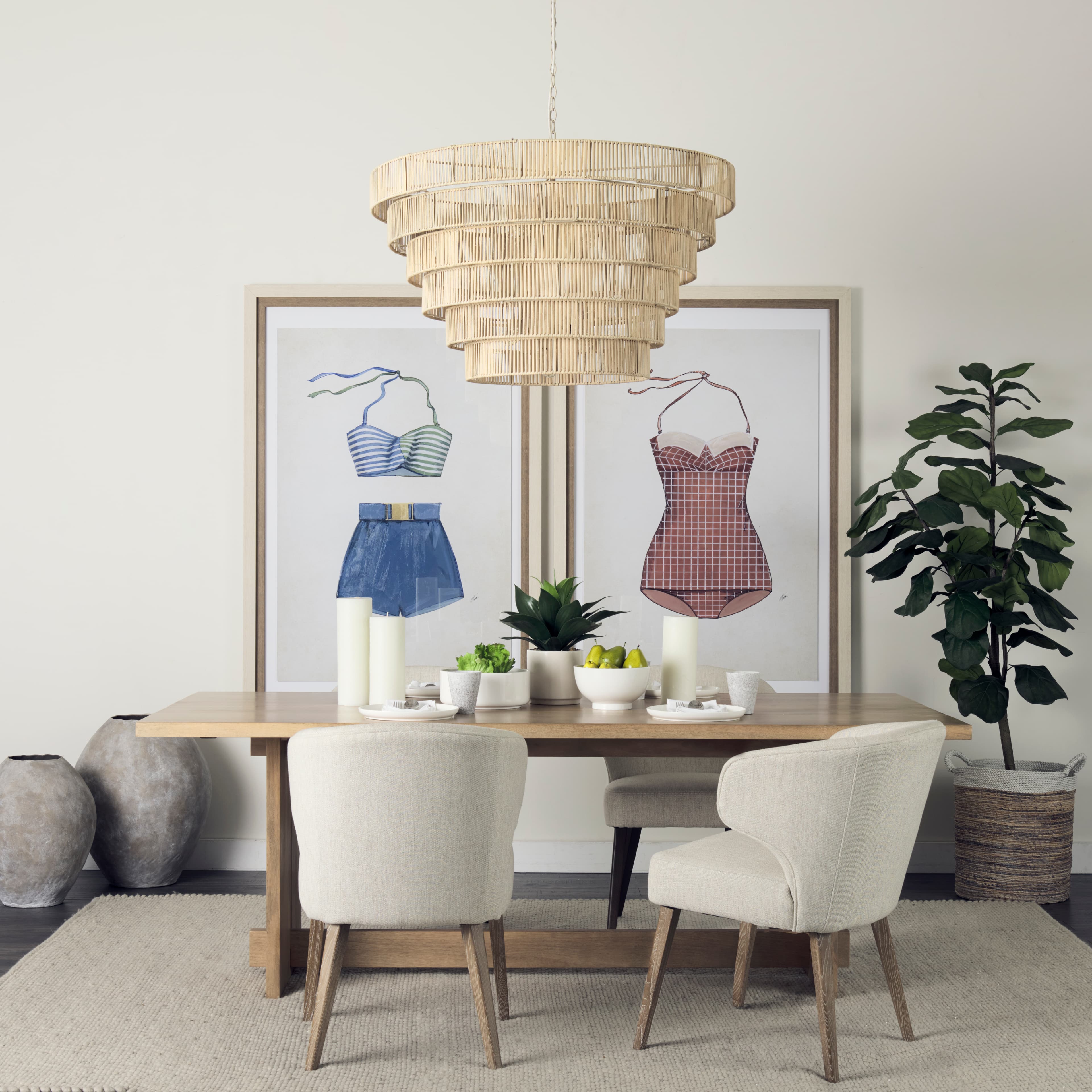 Gobi 19.75L x 20H Small Tan Ceramic Oval Vase — in a styled room