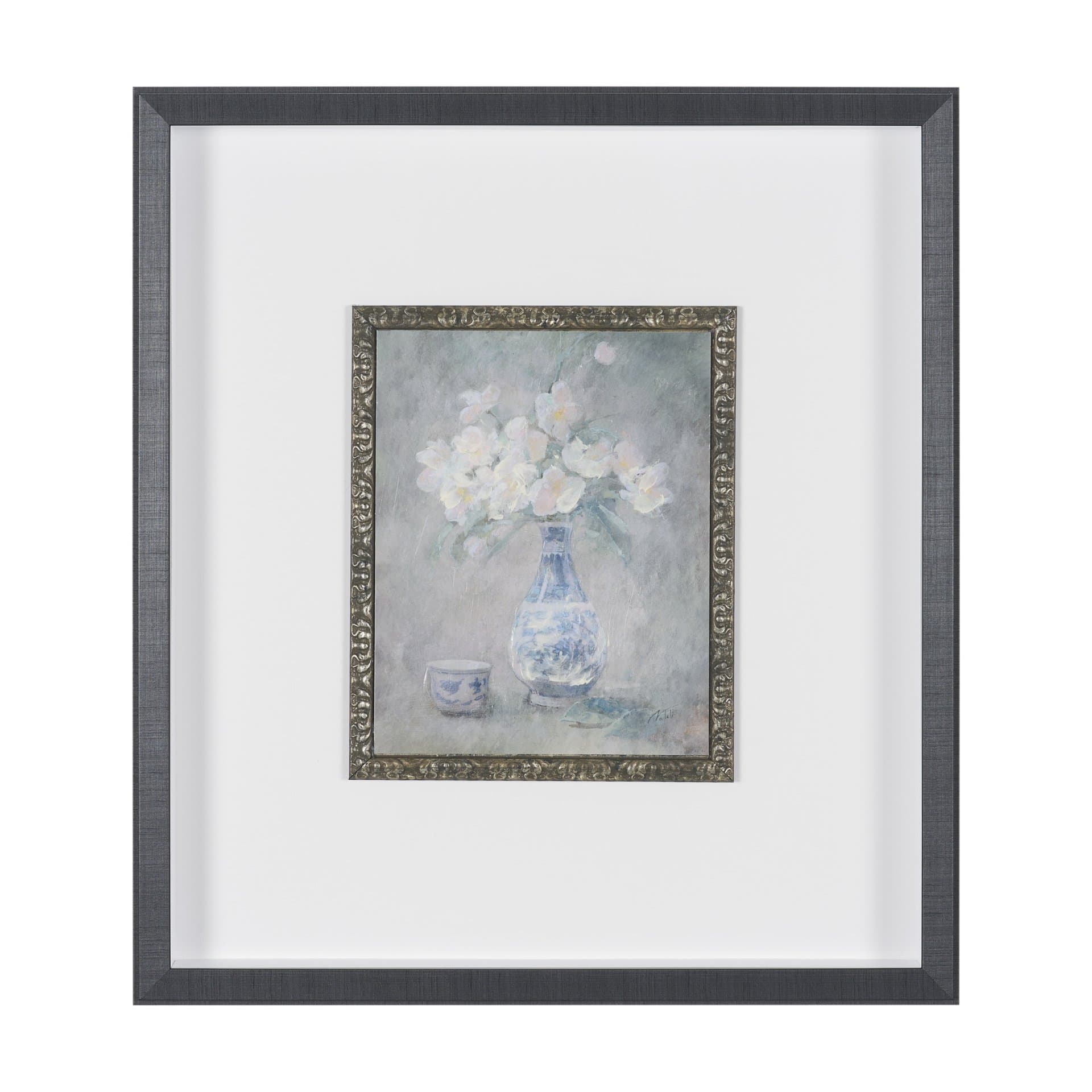 Dynasty Bloom III by Mercana Studio Hand-Embellished Textured Framed Artwork Matted under Glass — product photograph