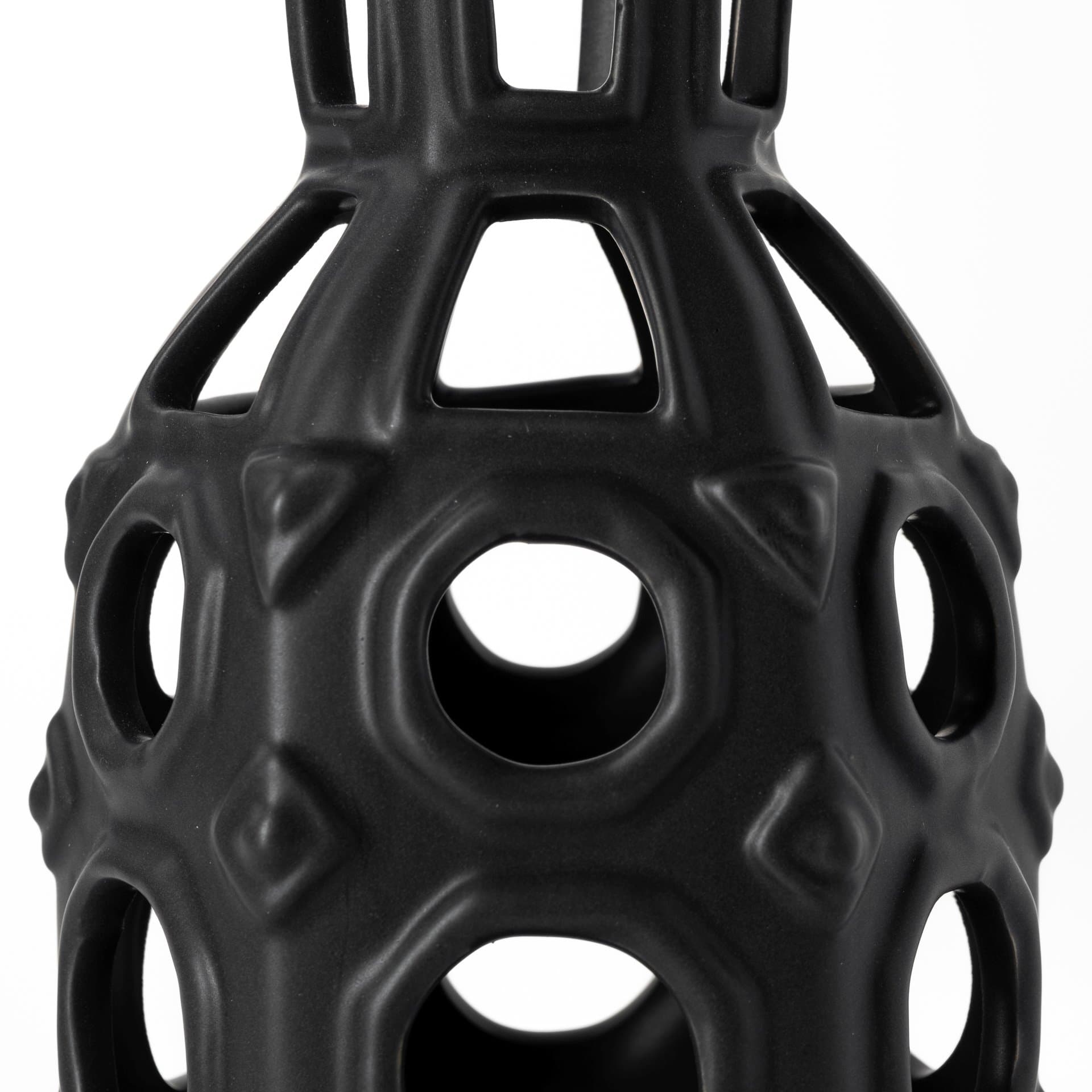 Brunel Small Black Drum-Shaped Ceramic Vase — product photograph
