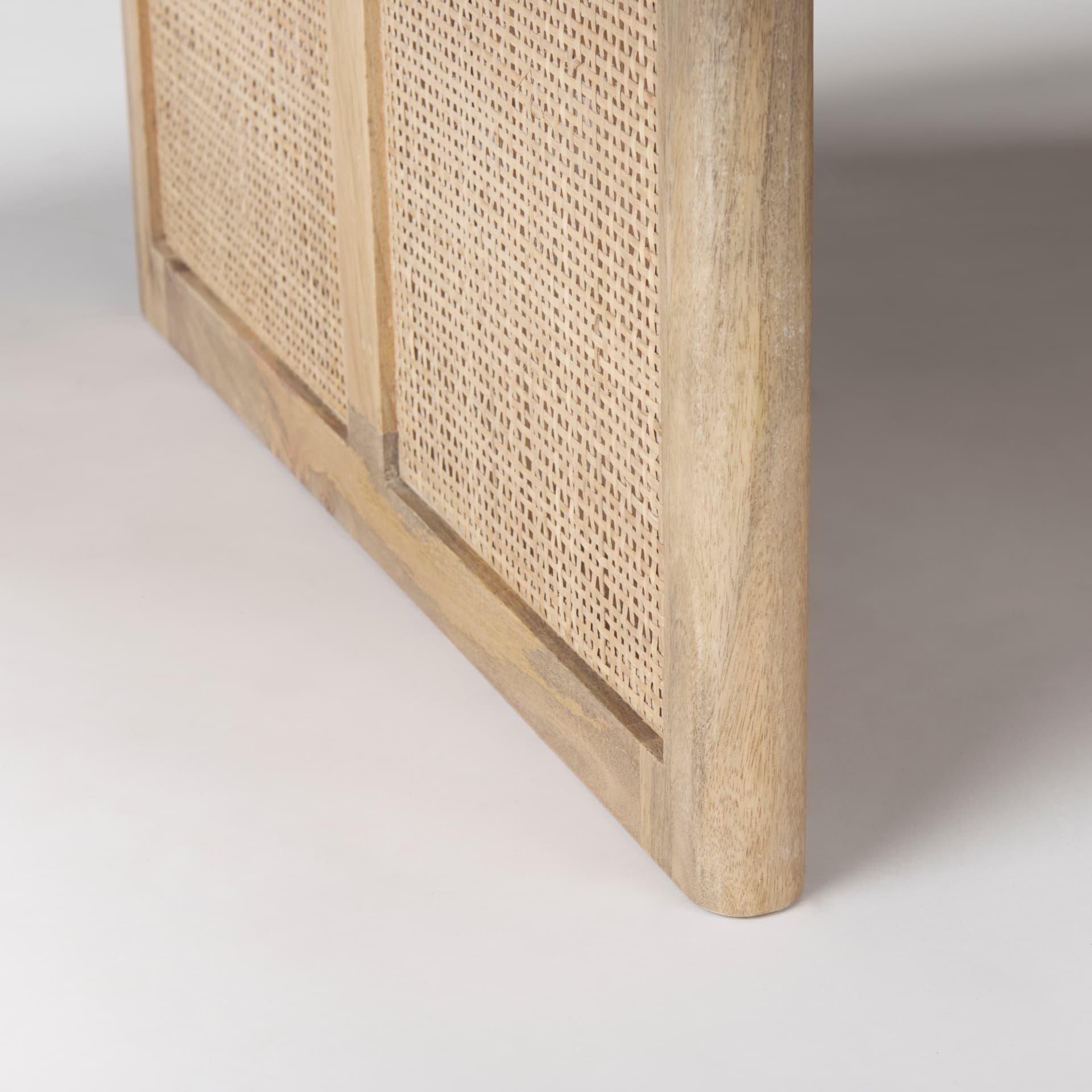 Grier 42" Square Light Brown Wood w/ Cane Coffee Table — product photograph