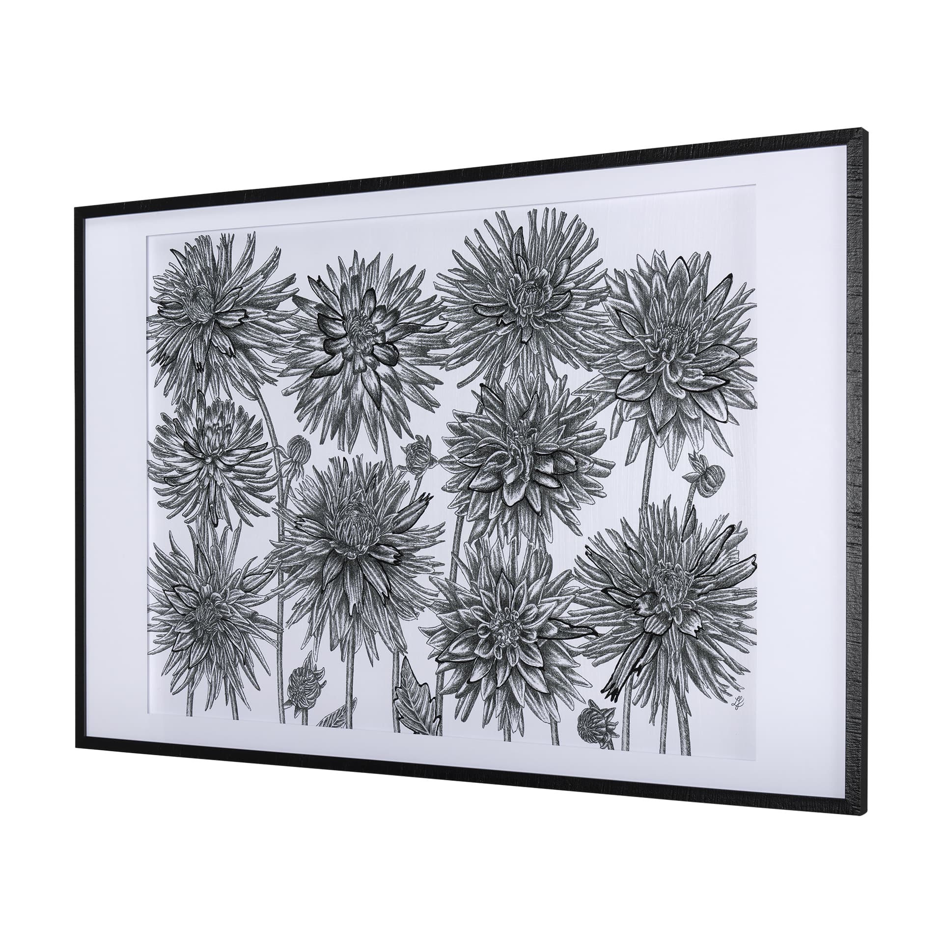 Dahlia Study - Detail by Mercana Studio Hand Embellished Textured Framed Art Photo Matted under Glas — product photograph