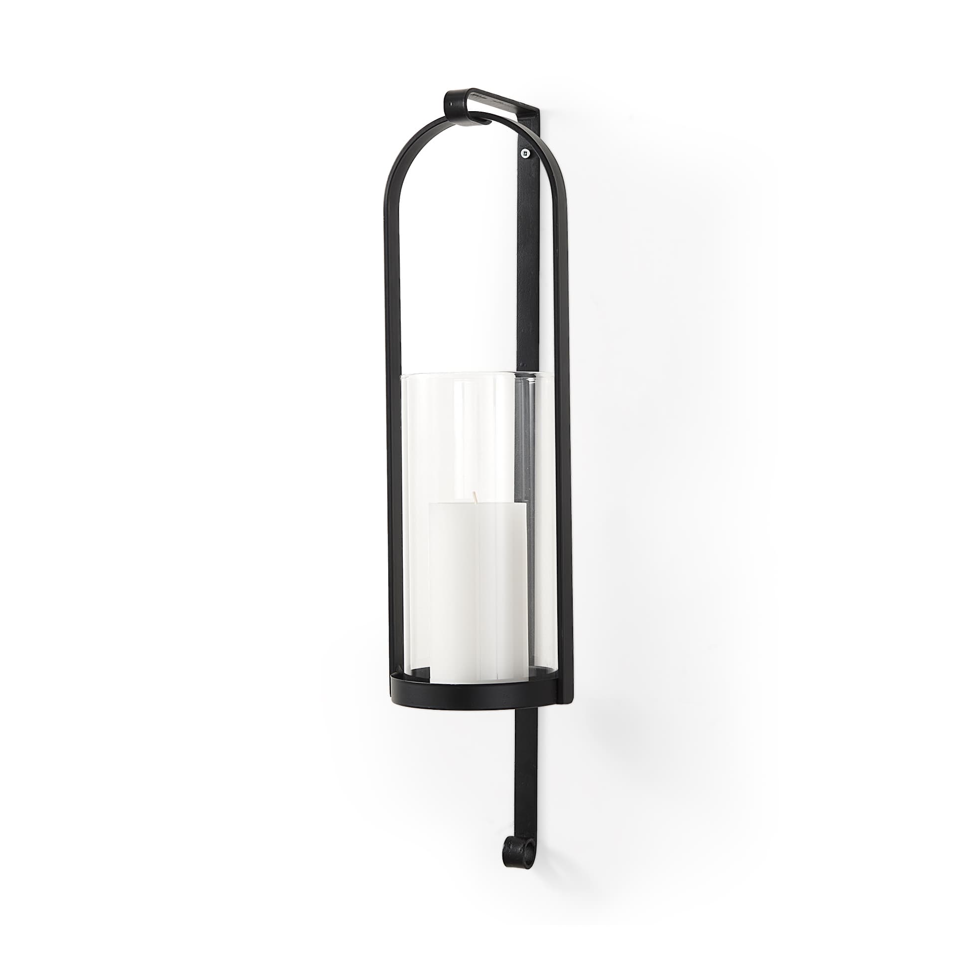 Kero 5.9L x 6.9W x 24.0H Black Metal Wall Candle Holder — product photograph