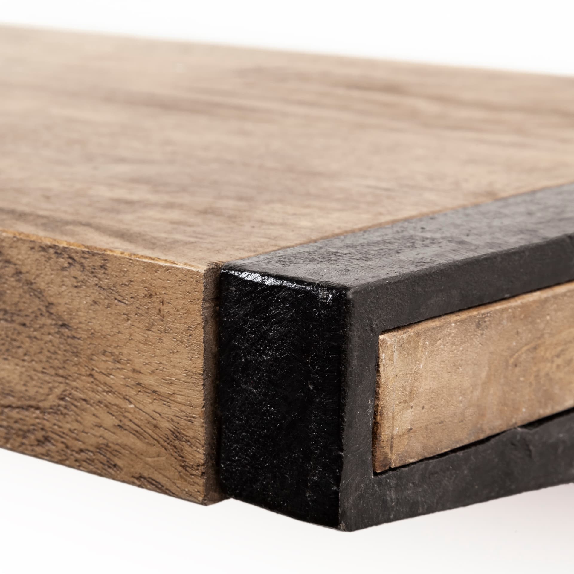 Dion I 58.0L x 11.0W x 11.0H Brown Wood W/Black Metal Wall Shelf — product photograph