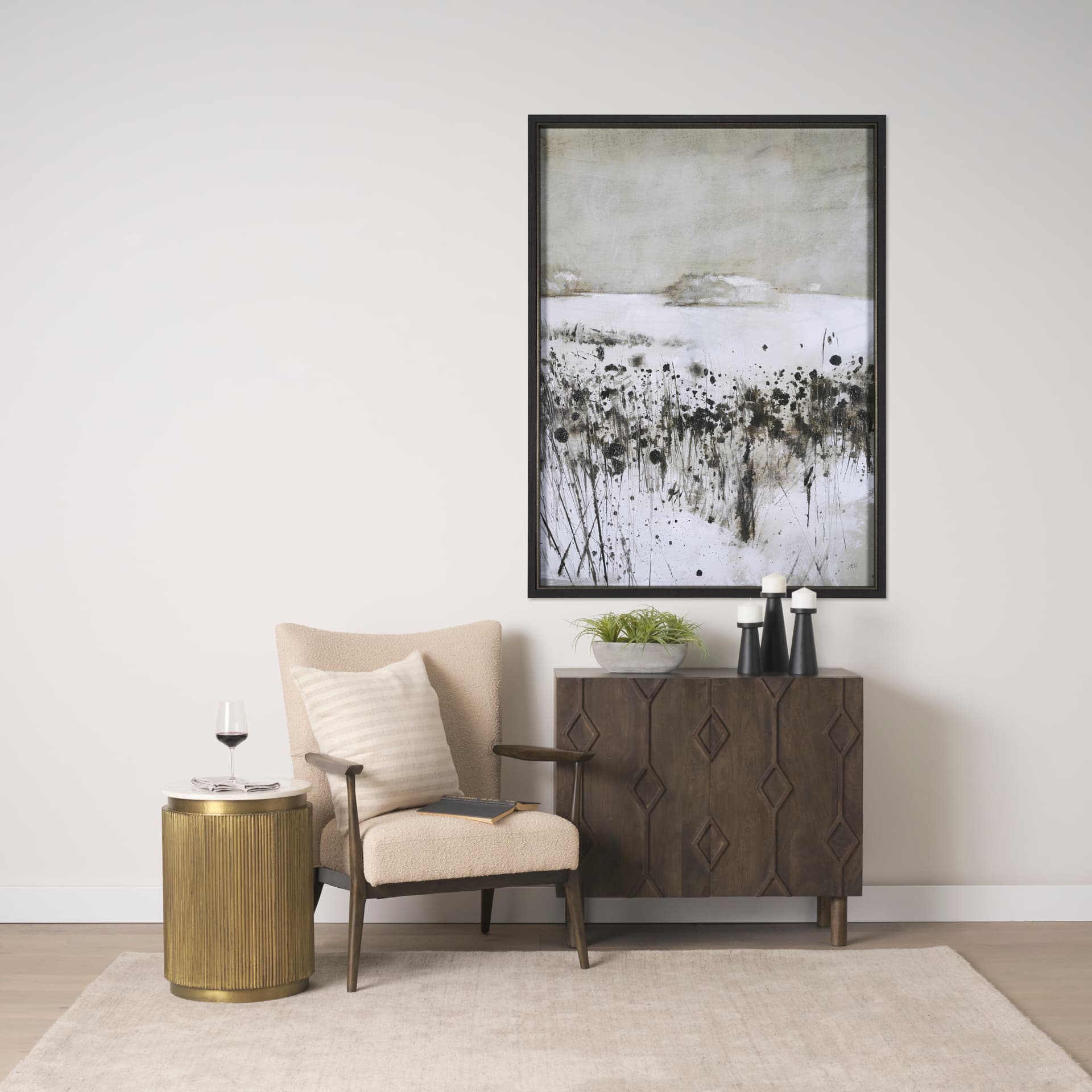 Winter Day I by Mercana Studio a Hand Embellished Textured Framed Art Print — in a styled room
