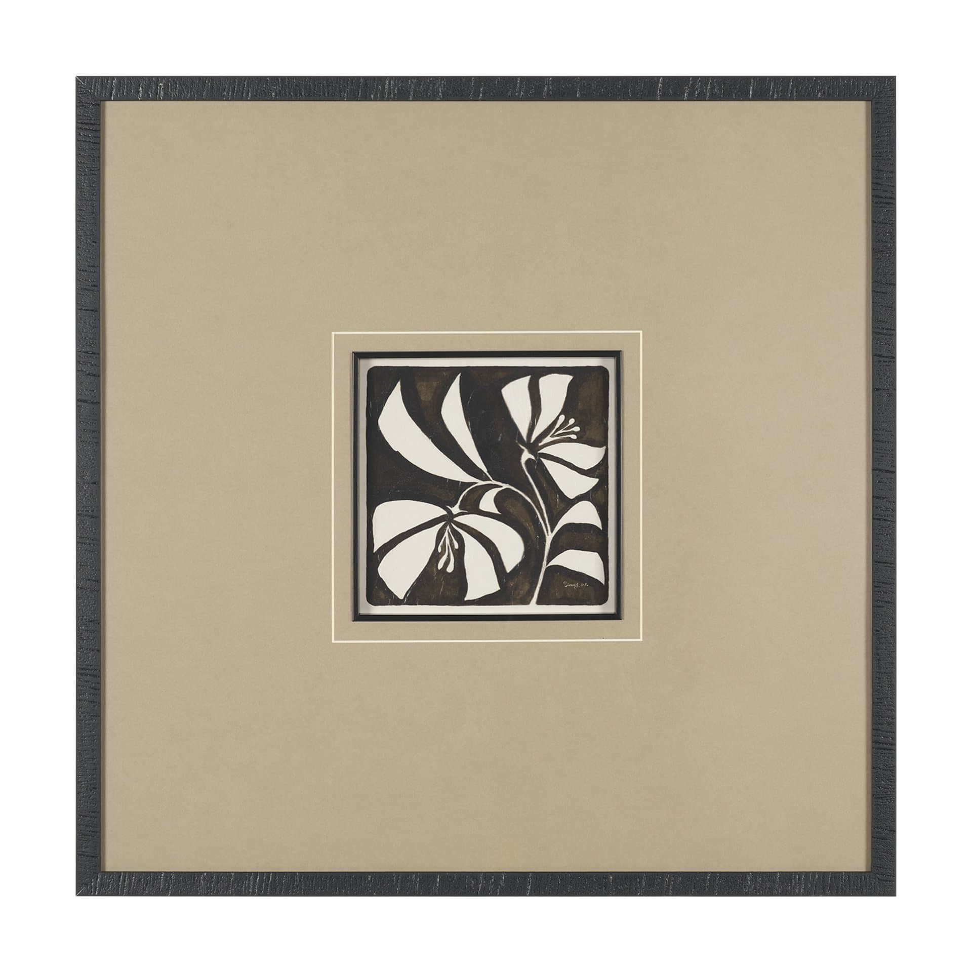 Spanish Tile Dark III by Mercana Studio Textured Framed Artwork Matted under Glass — product photograph
