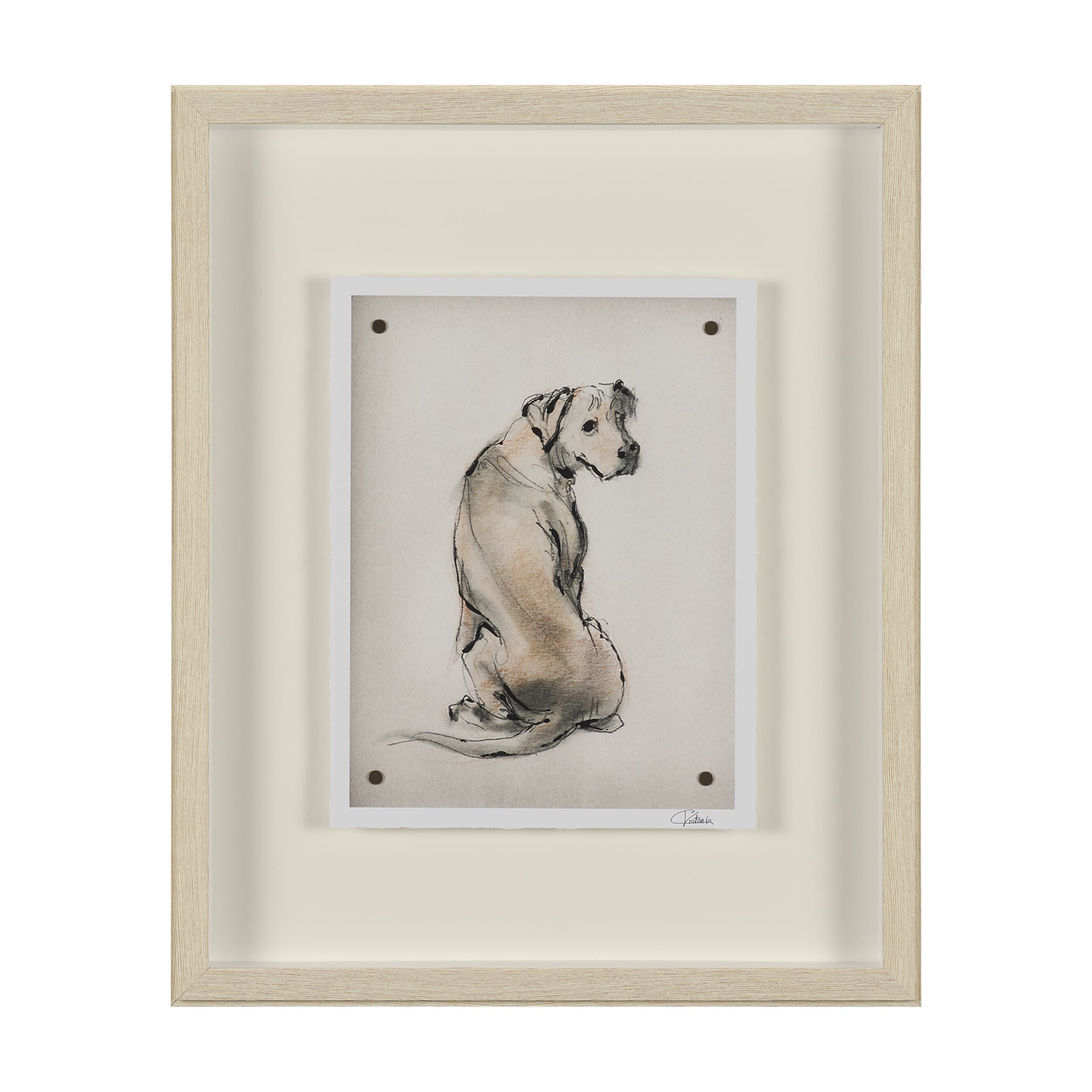 Playful Pup III by Mercana Studio Hand Embelished Framed Artwork Matted under Glass — product photograph