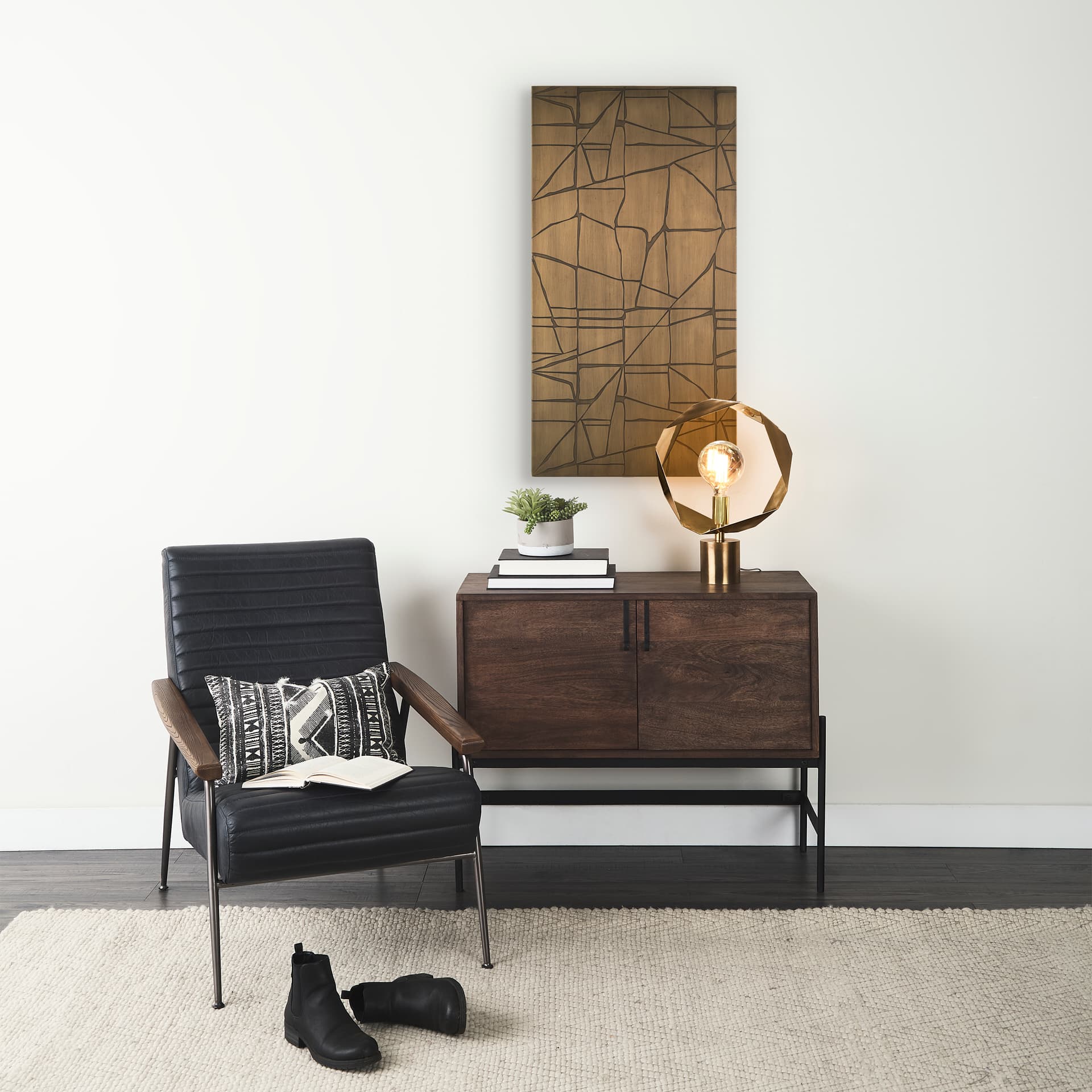 Roho Painted Gold Metal Wall Art — in a styled room