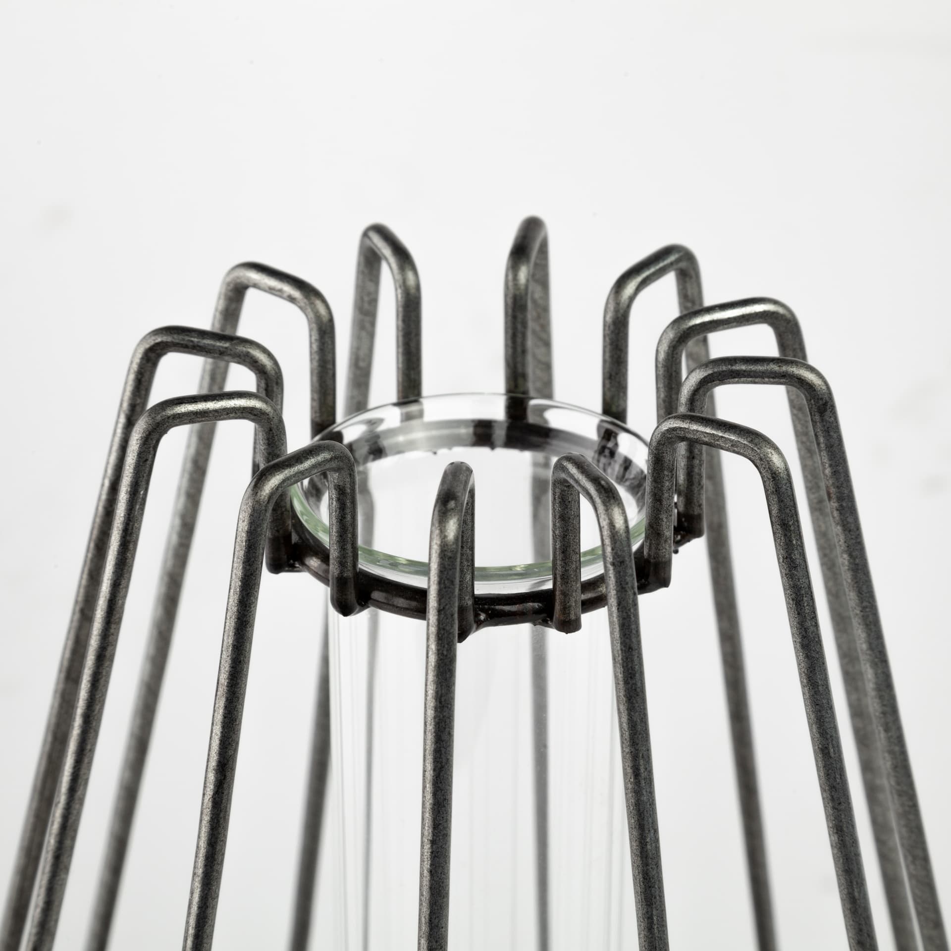 Madeline II Large Gunmetal Gray Metal Glass Test Tube Vase — product photograph
