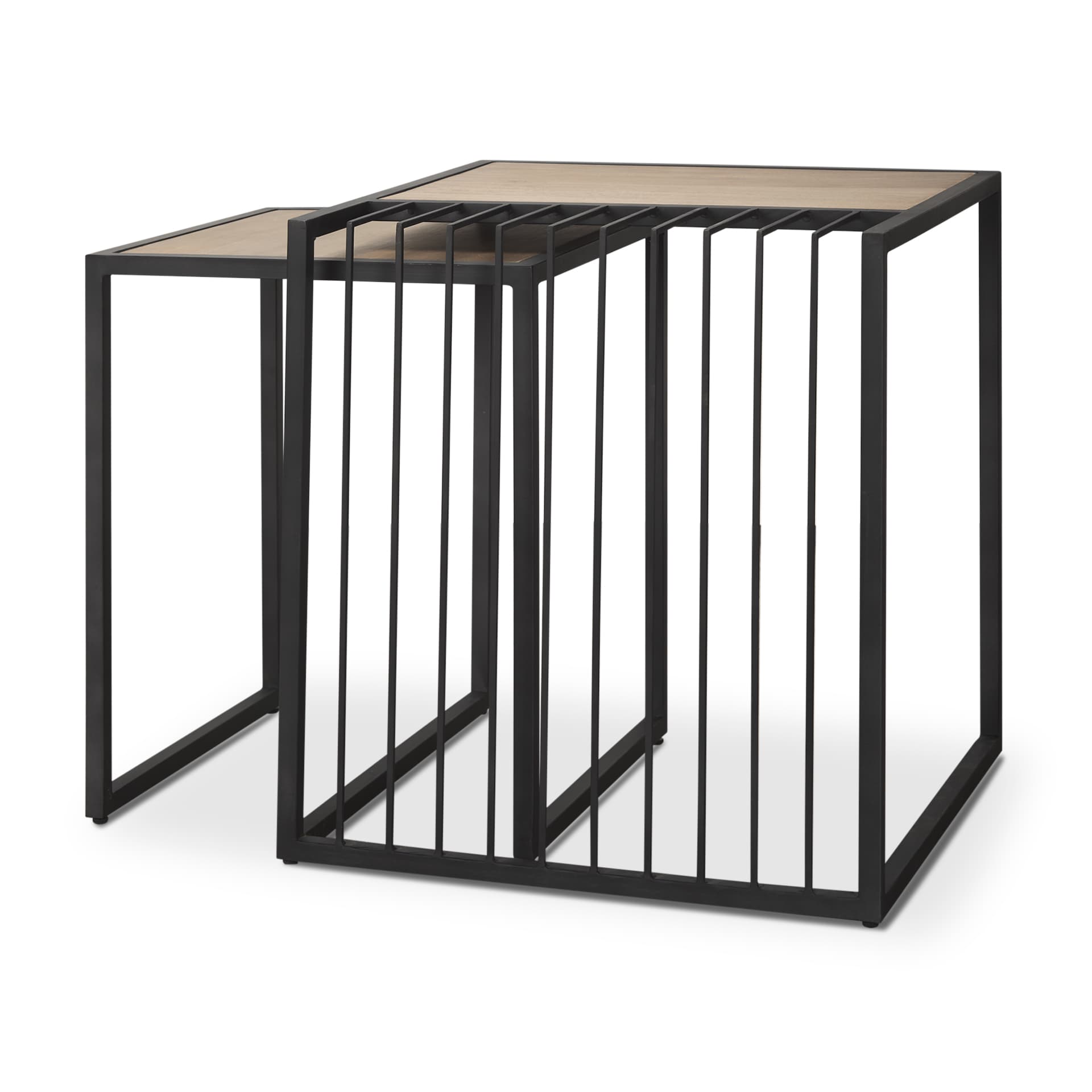 Miles Black Metal w/ Light Wood Nesting End/Side Table — product photograph