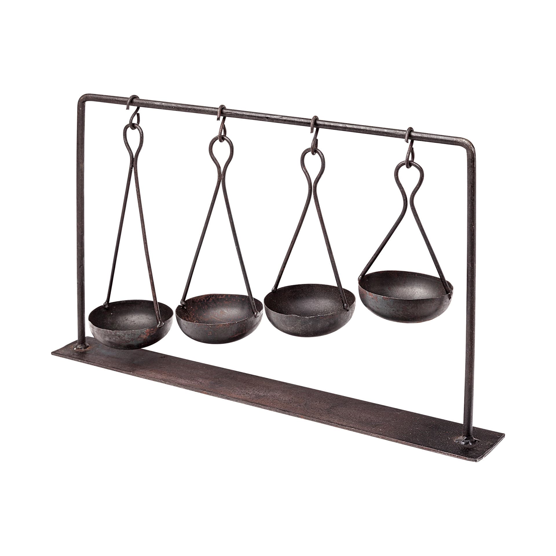Enos 19L x 3W Black Metal 4 Bowl Ancient Spice Market Decorative Display — product photograph
