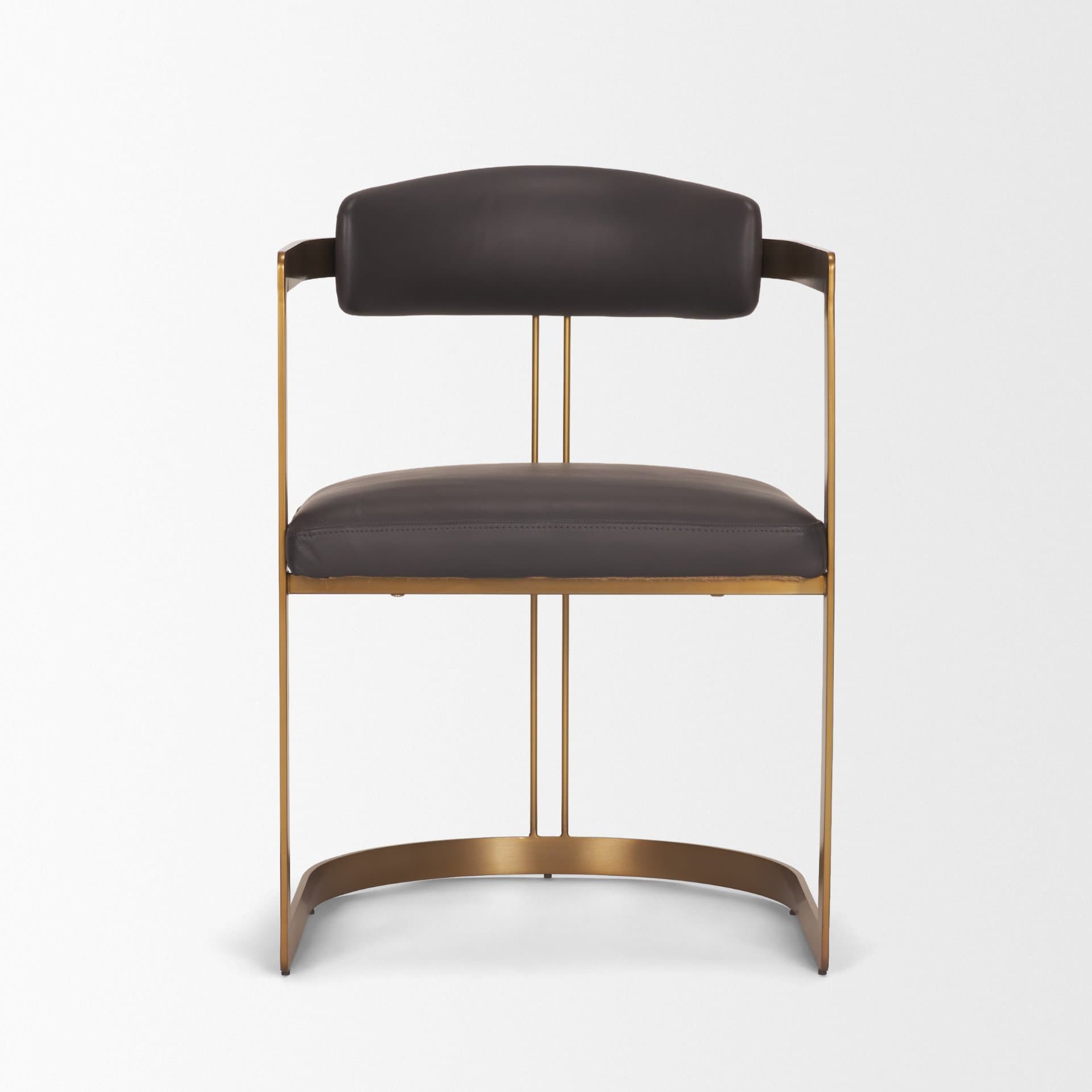 Hollyfield Curved Back Dining Side Chair | Leather w/ Iron — product photograph