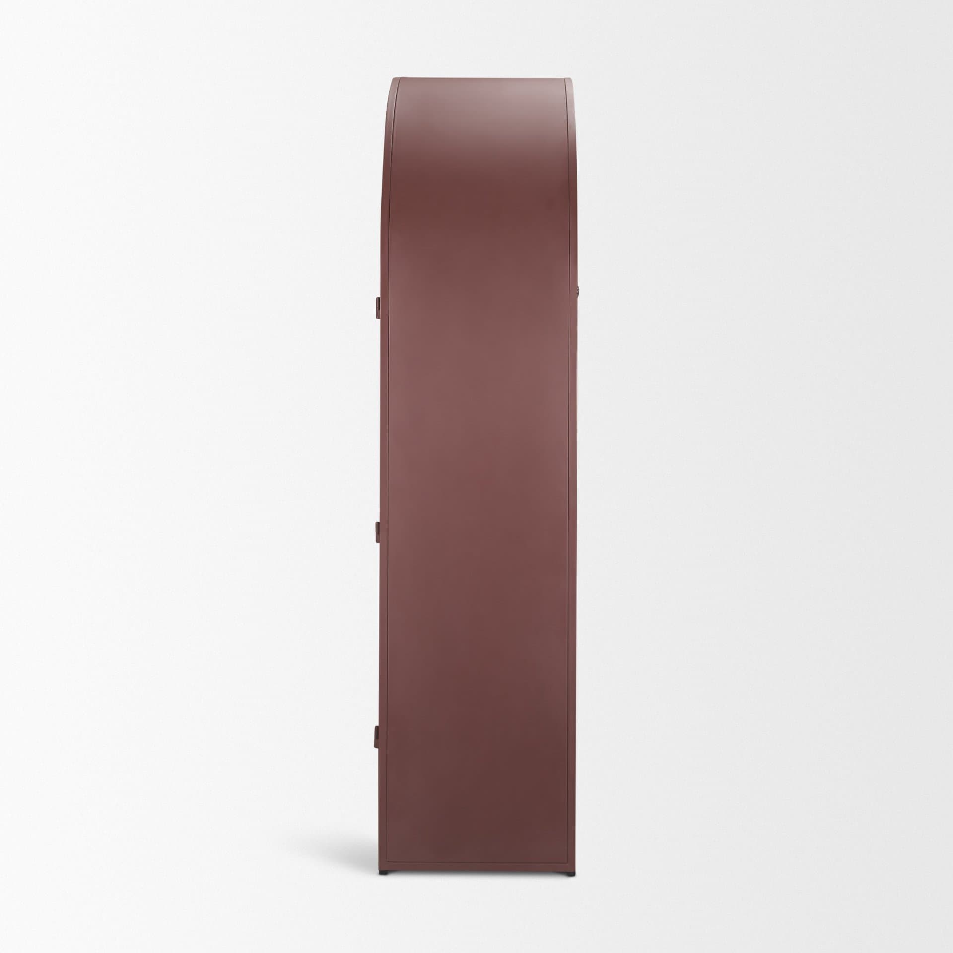 Rousseau Arched Curio Cabinet w/ Glass Doors | Burgundy Metal — product photograph