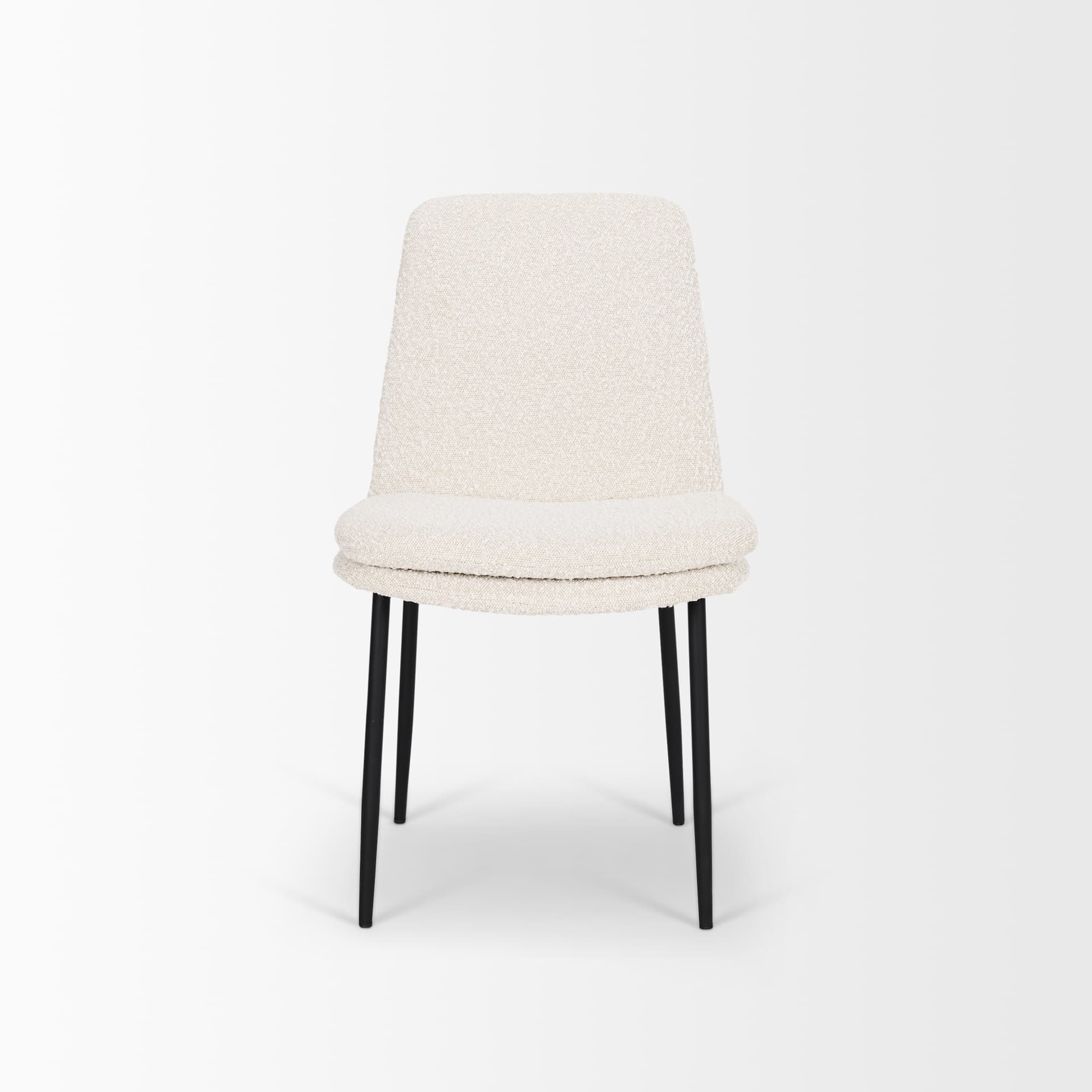 Eve Curved Back Dining Side Chair | Cream Boucle w/ Black Metal — product photograph