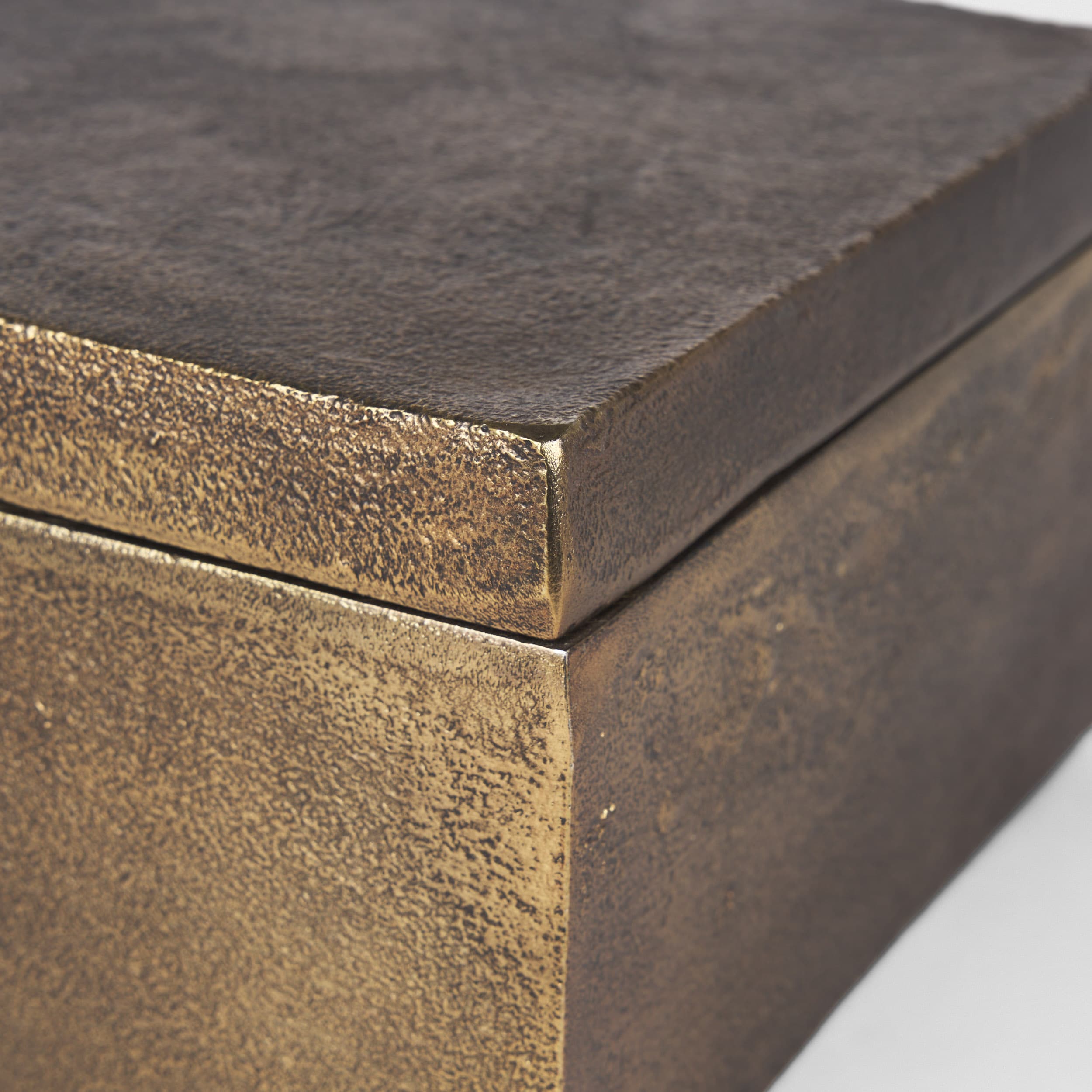 Porschia Large Antiqued Gold Metal Decorative Box — product photograph