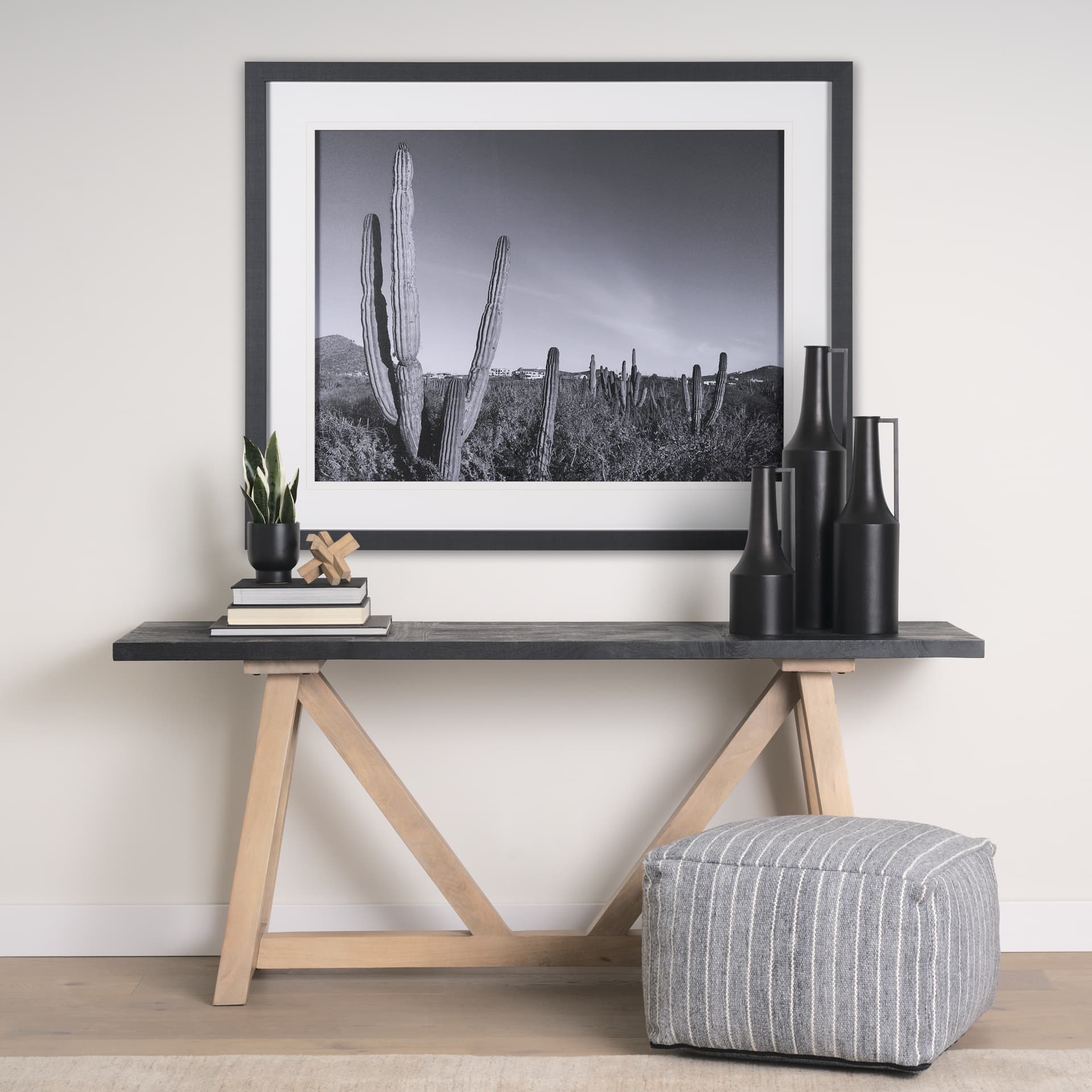 On The Ranch Cactus I by Norm Stelfox Hand Embelished Textured Framed Photo Art Print Matted under G — in a styled room