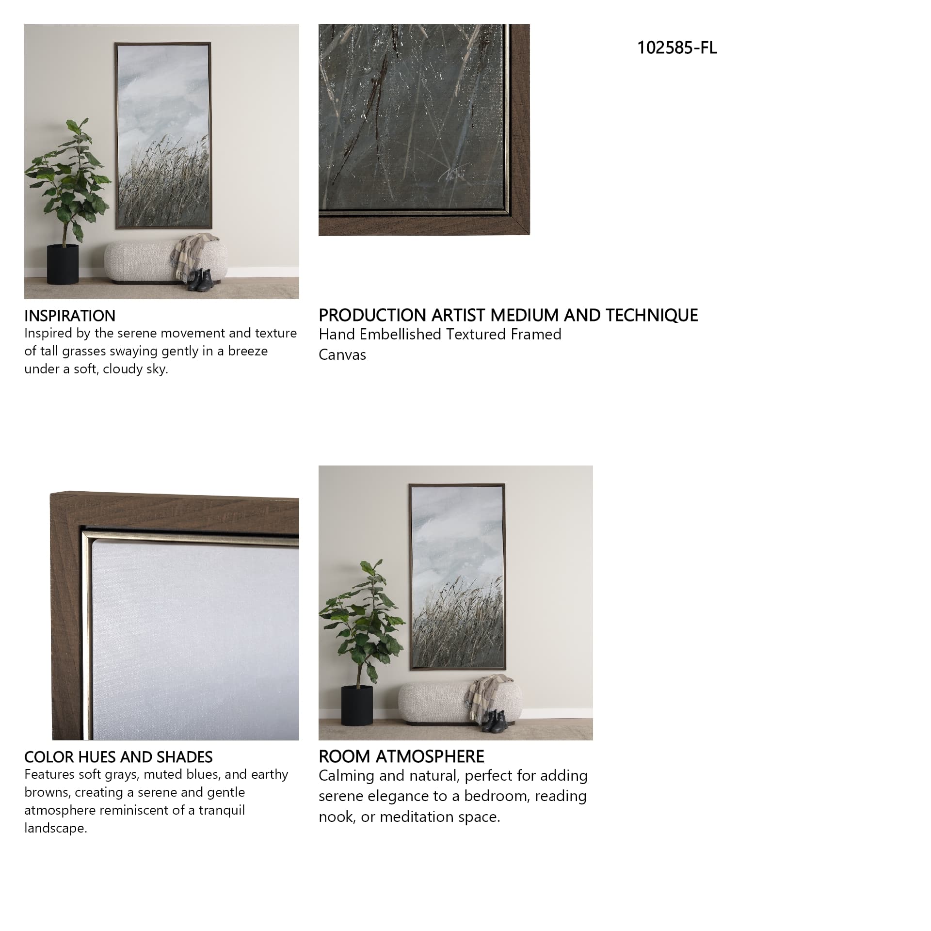 Chilly Breeze I by Mercana Studio a Hand Embellished Textured Framed Canvas — in a styled room
