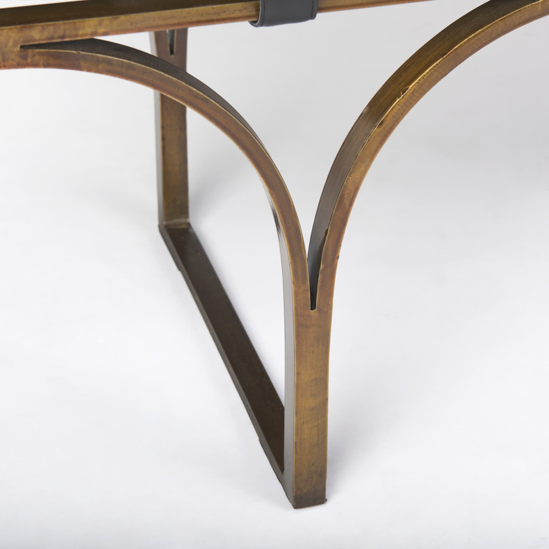 Jessie 55L x 16W Black Leather Seat W/Gold Metal Base Accent Bench — product photograph