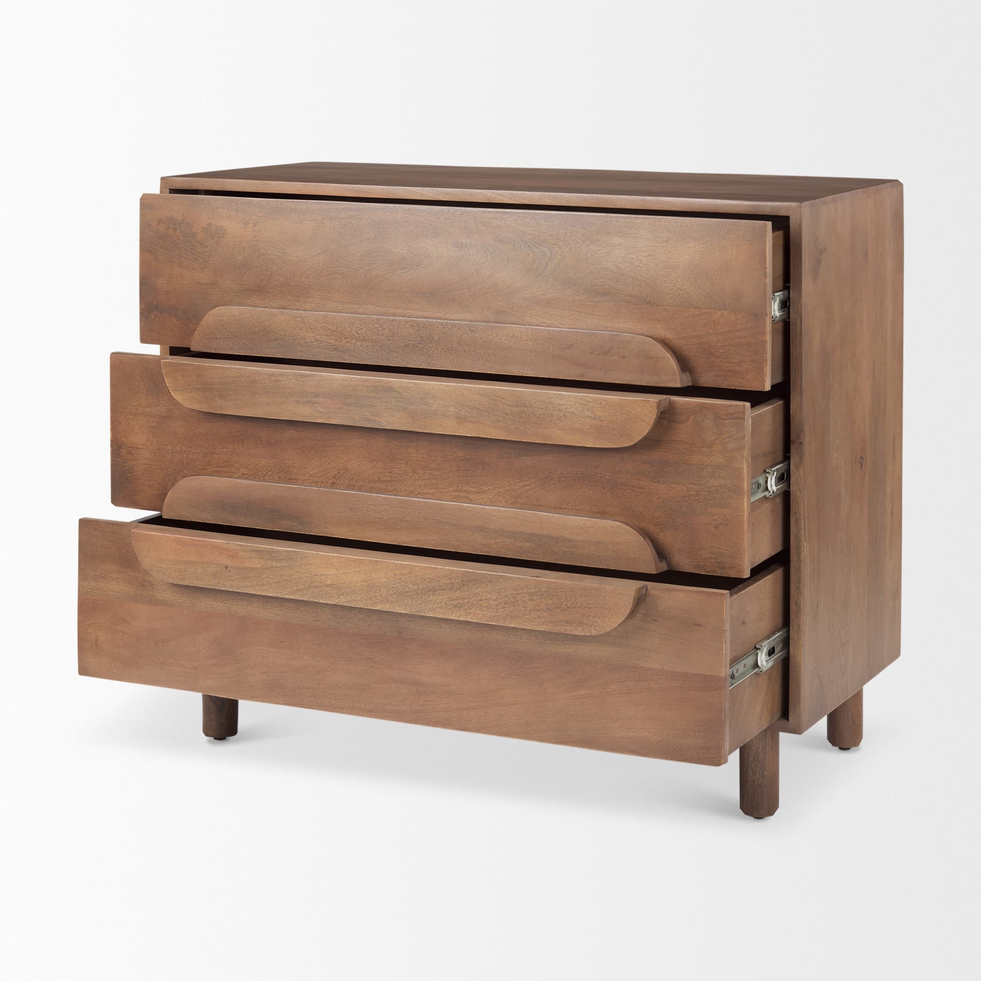 Astrid 36L x 17W x 30.3H Medium Brown Solid Wood 3 Drawer Cabinet — product photograph