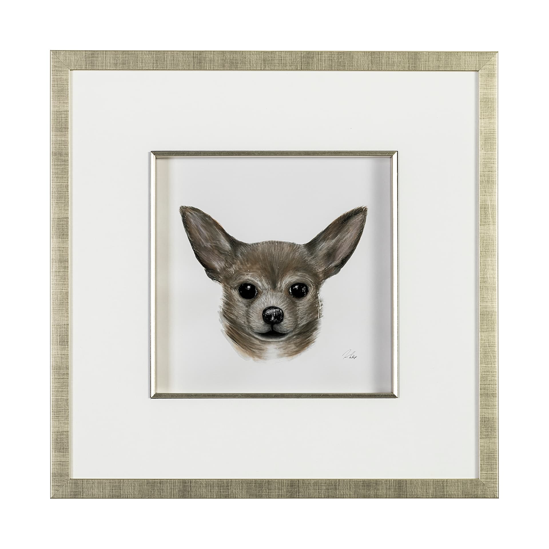 Charlote (Chihuahua) by Mercana Studio Hand Embellished Textured Framed Art Print Matted under Glass — product photograph