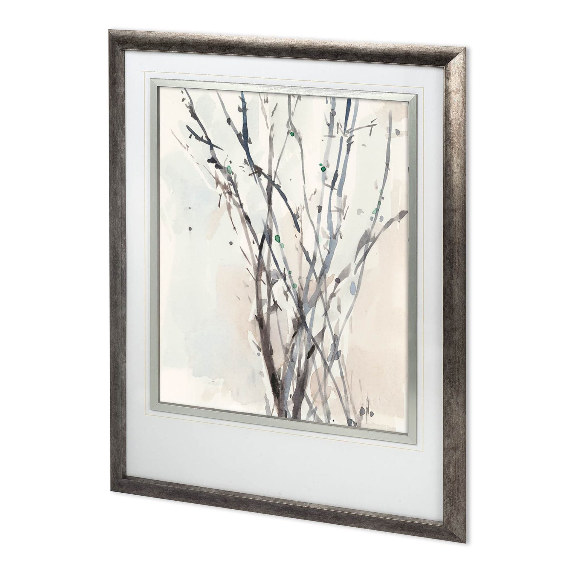 Custom Watercolor Branches II by Samuel Dixon Hand Embellished Framed Art Print Matted under Glass — product photograph