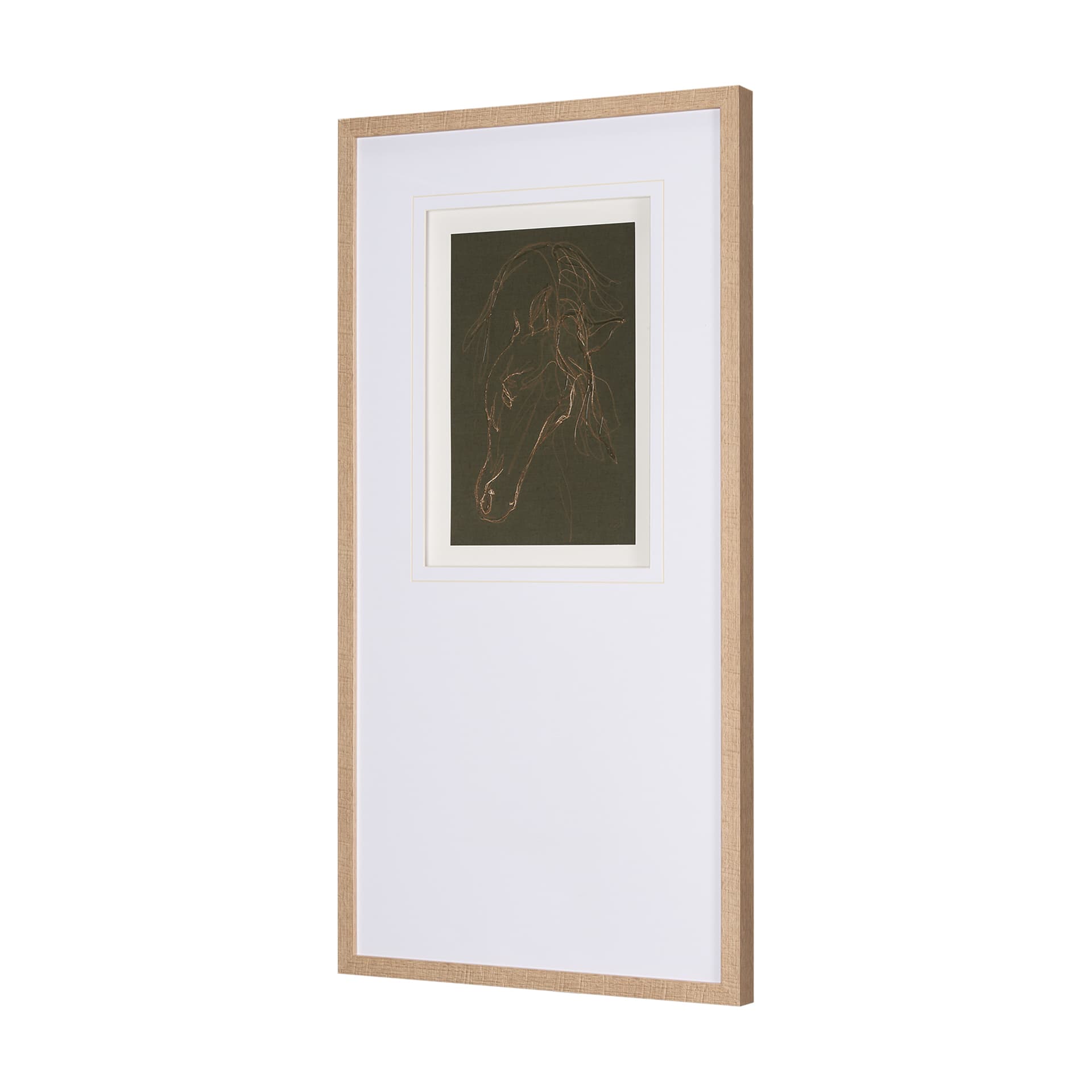 Andalusian Horse III Olive by Mercana Studio Hand Embellished Framed Art Print Matted under Glass — product photograph