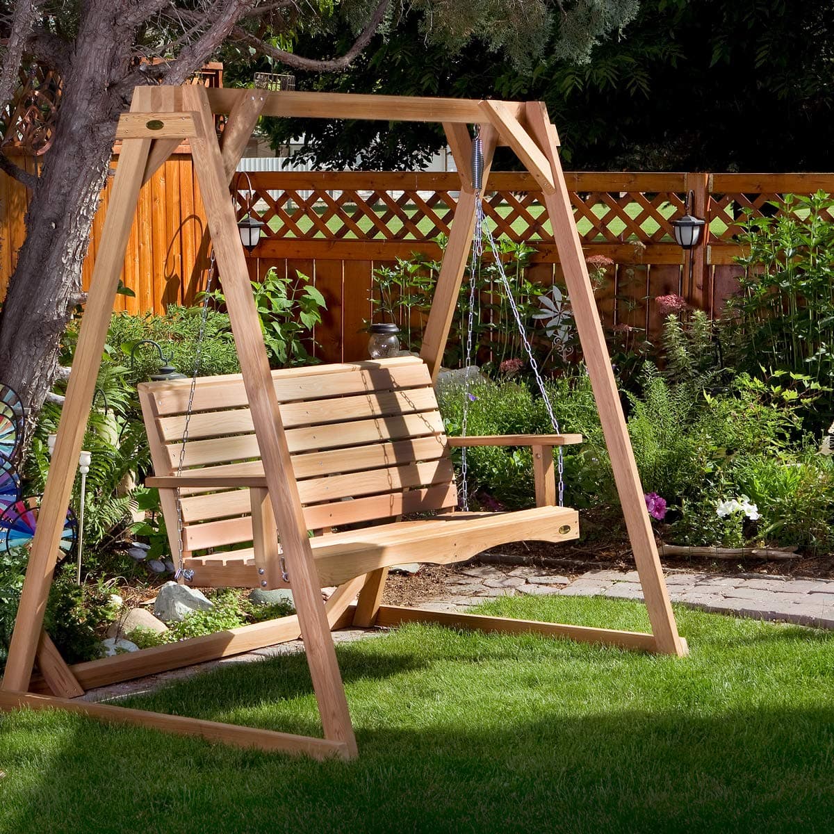 6-Ft Cedar Garden A-Frame & Porch Swing Set — product photograph