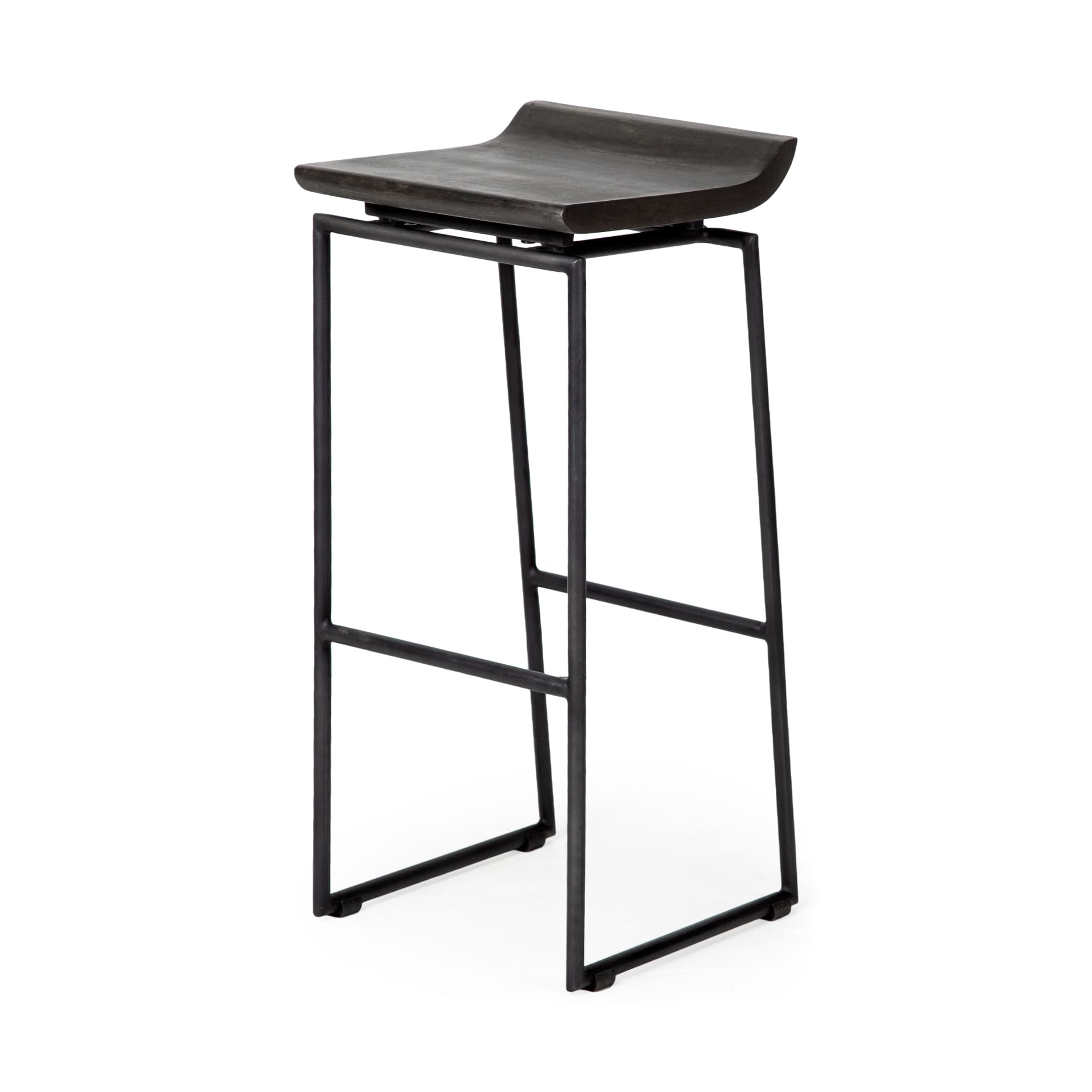Givens Low Back 32in Seat Bar Stool | Black Wood w/ Black Metal — product photograph