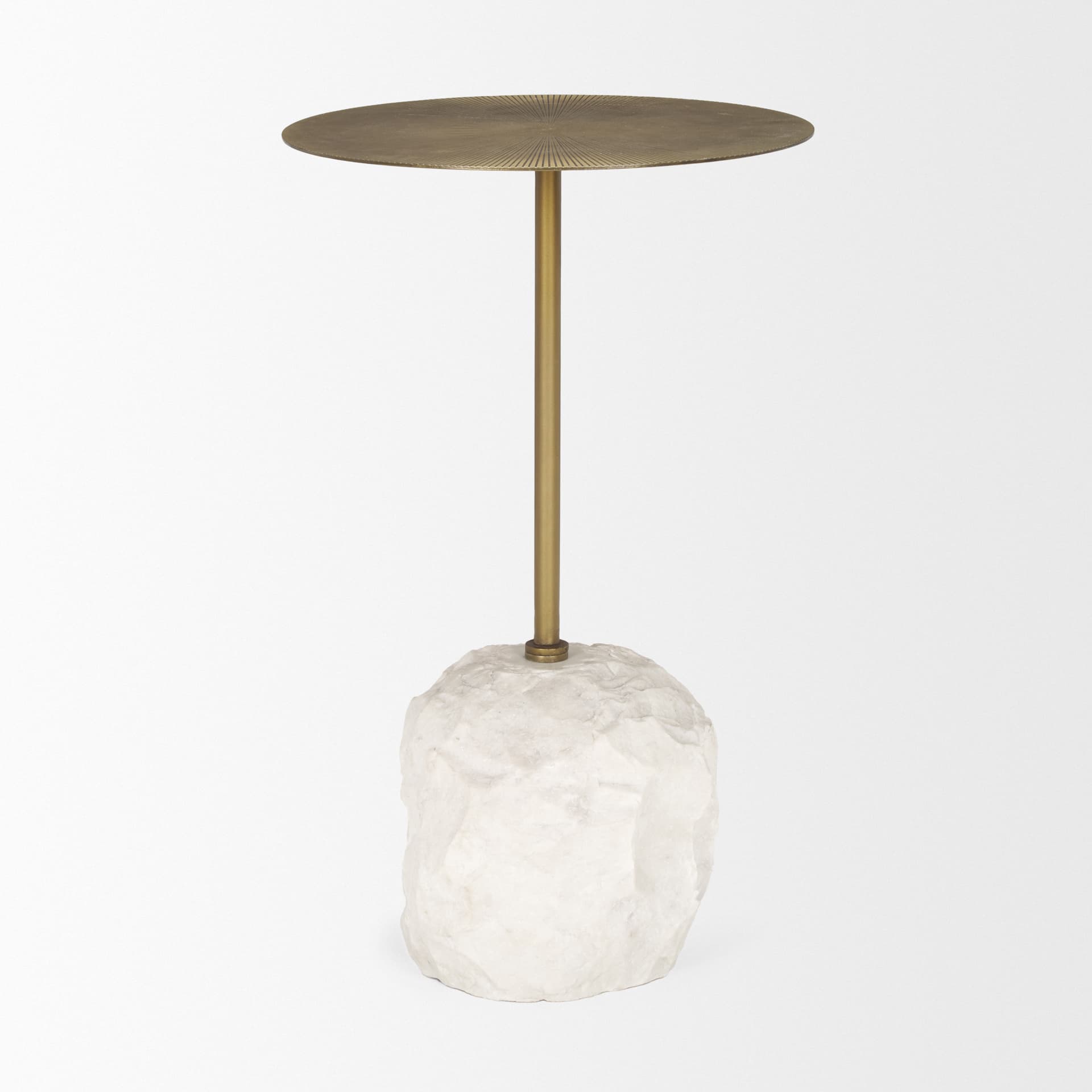 Rini Gold Metal and White Marble Accent Table — product photograph