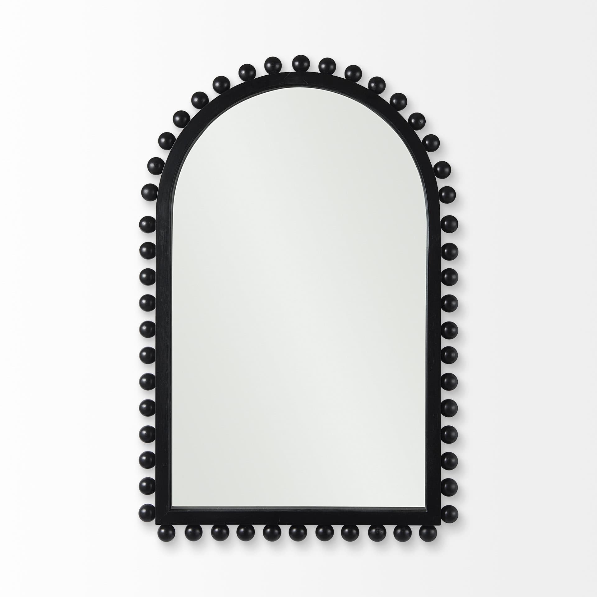Leeds 23L x 35H Black Wood Arch Frame Mirror — product photograph