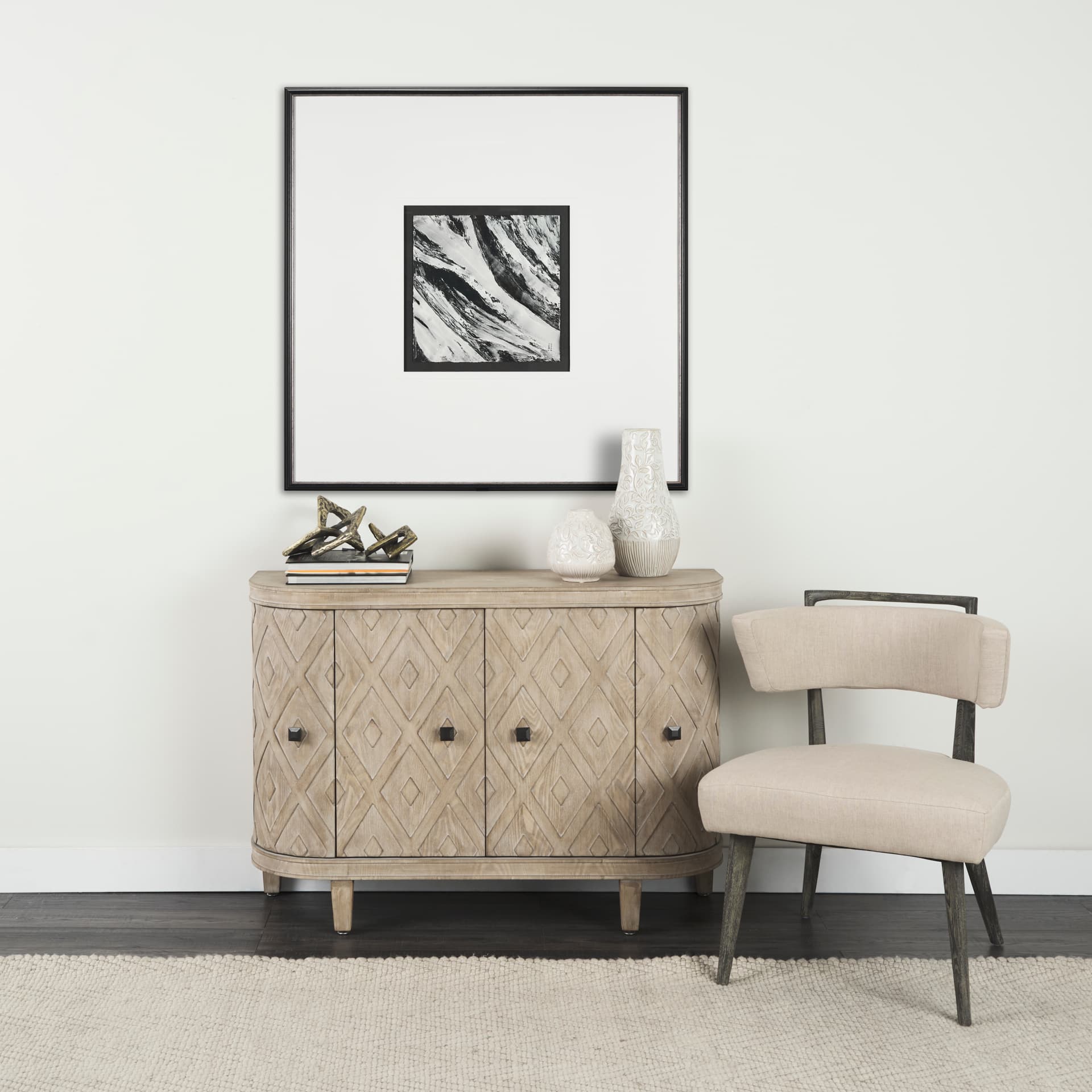 Abstract Branches by Studio M a handmade Original Framed Artwork under Glass — in a styled room
